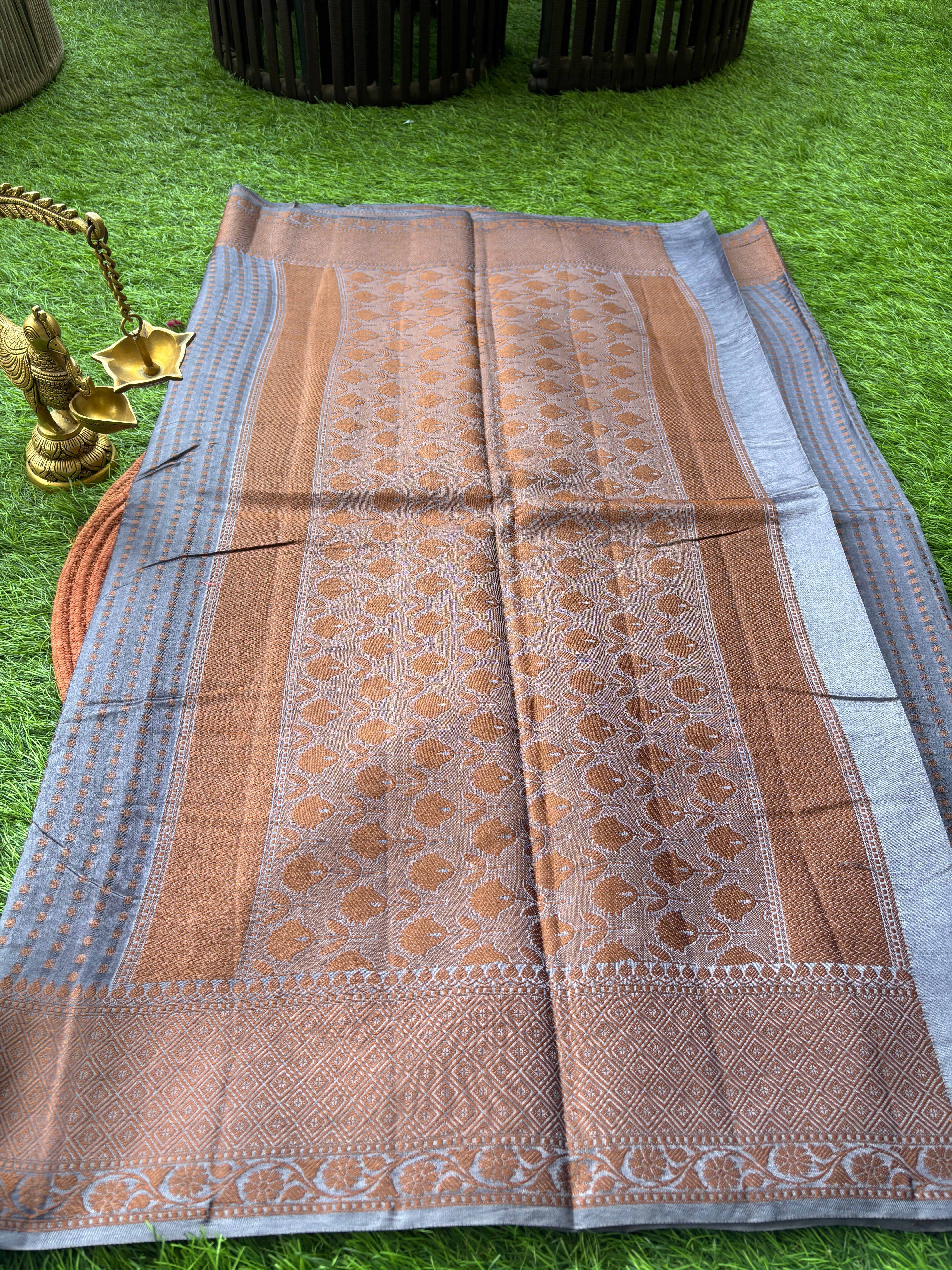 Navy Blue Banarasi Saree with Allover Zari Buttas | Chandrika Lifestyles