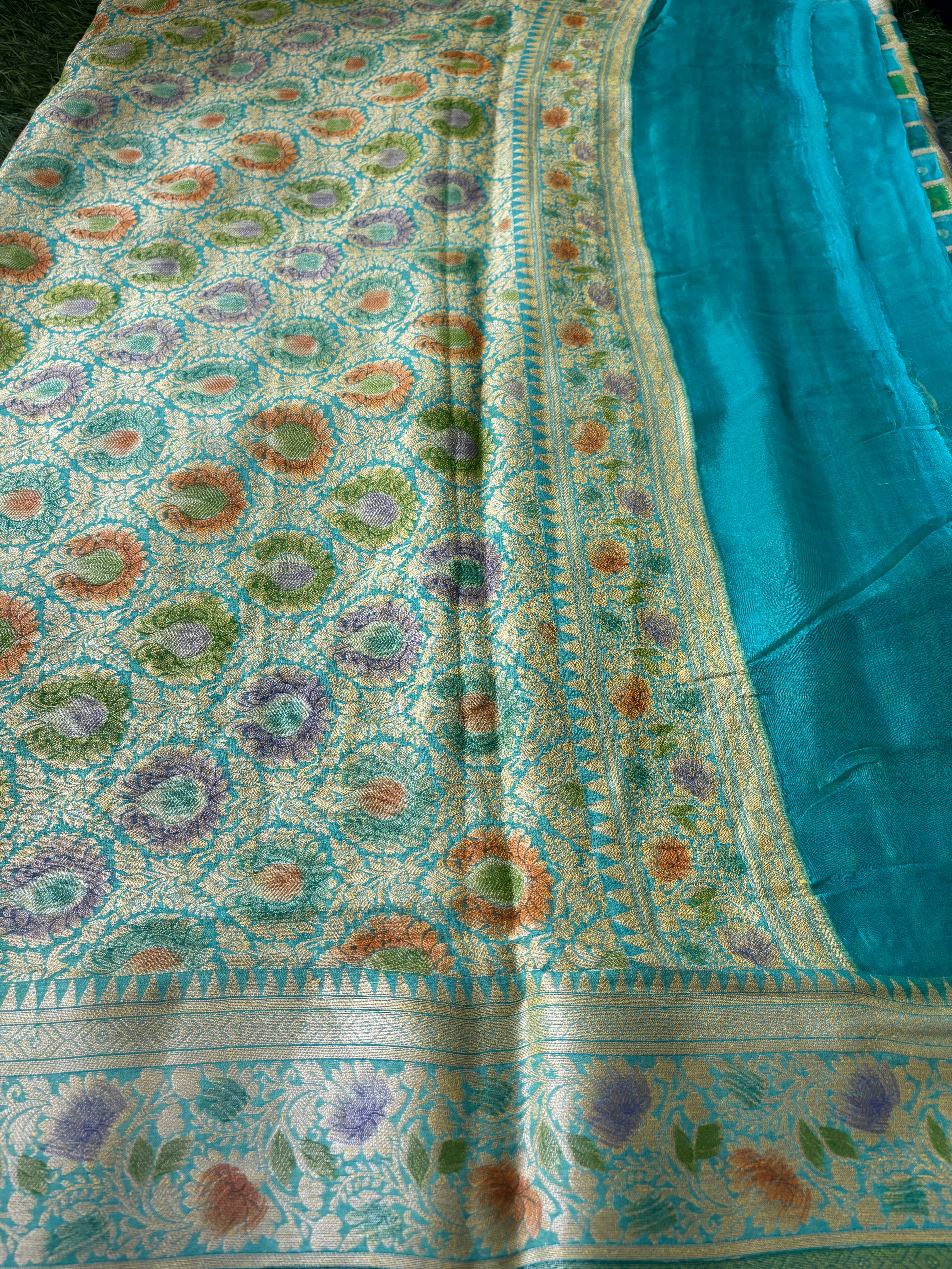 Pure khaddi chiffon gharchola weaved banarasi saree