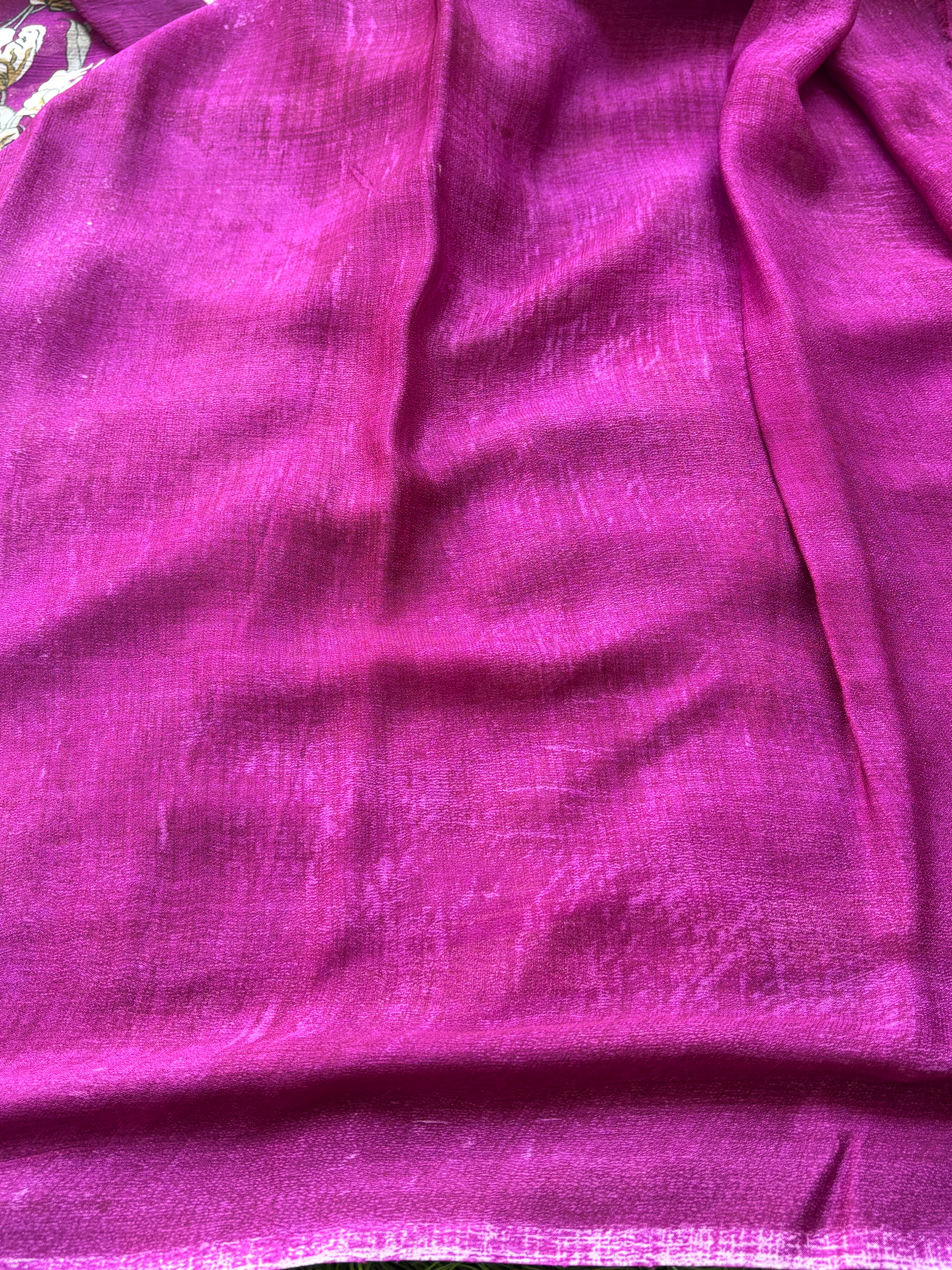 Purple Pure Georgette Printed Saree