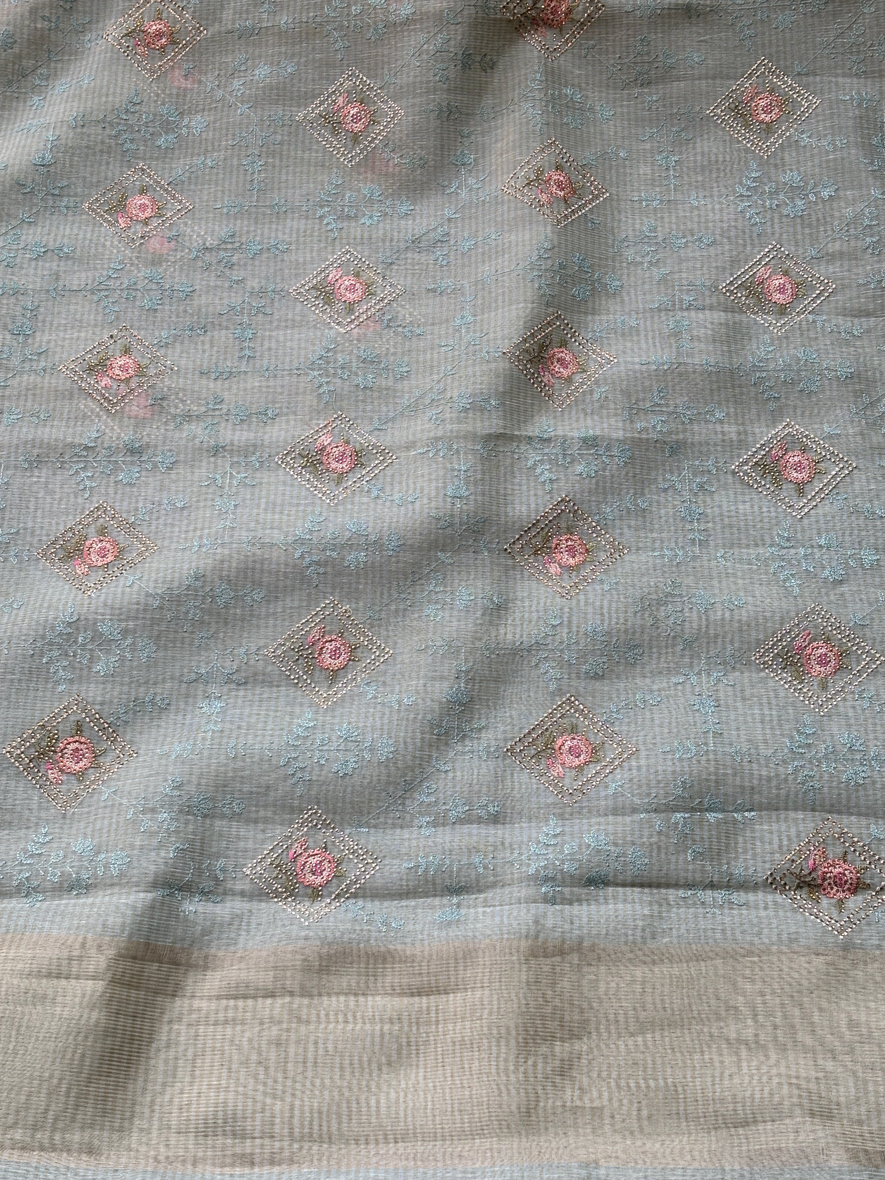 Pastel Blue Art Tissue Kota Saree – Lightweight Elegant Drape | Chandrika Lifestyles