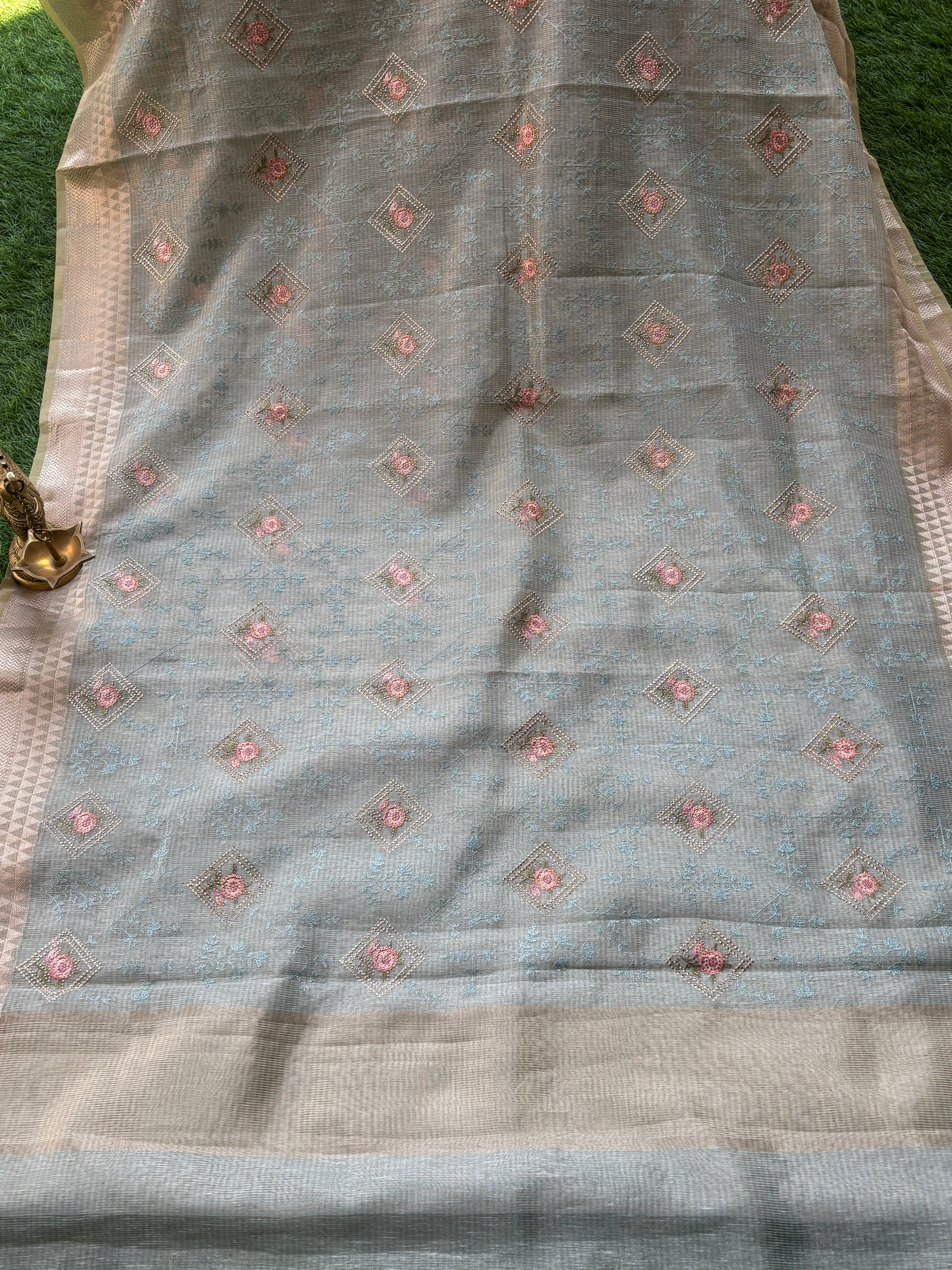 Pastel Blue Art Tissue Kota Saree – Lightweight Elegant Drape | Chandrika Lifestyles
