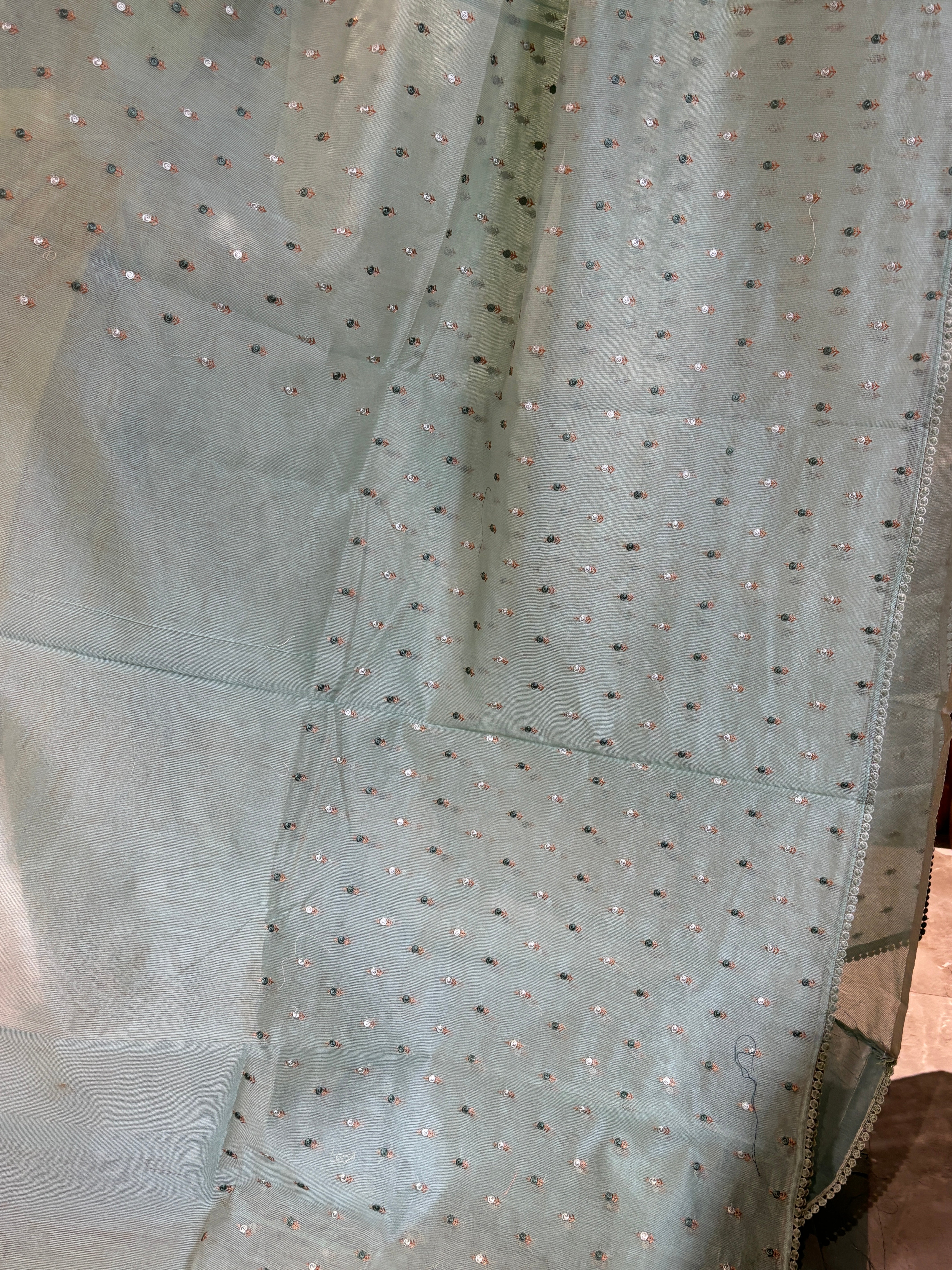 Pista all over butti Supernet saree