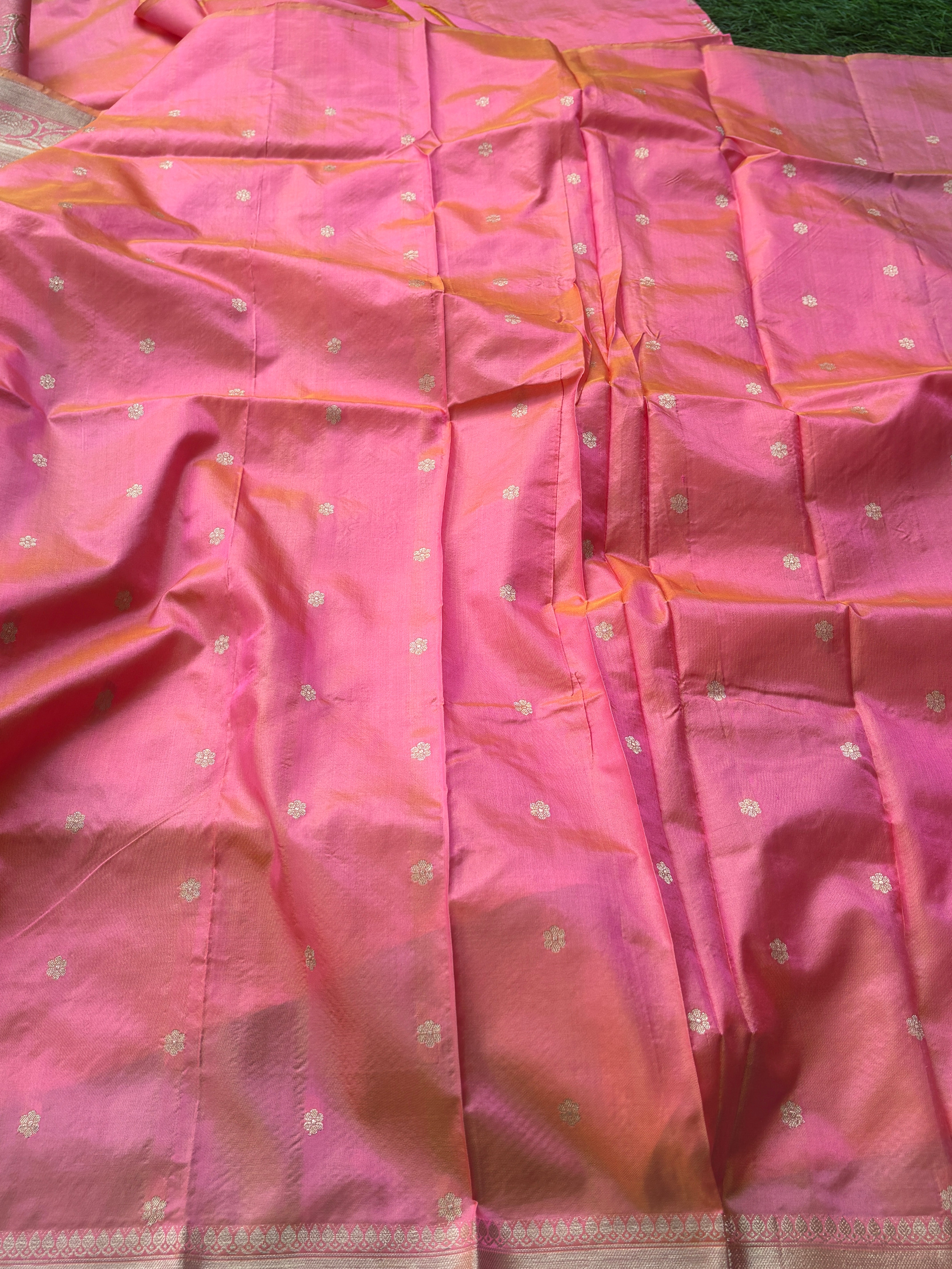 Peach Pink Banarasi Silk Saree | Chandrika Lifestyles