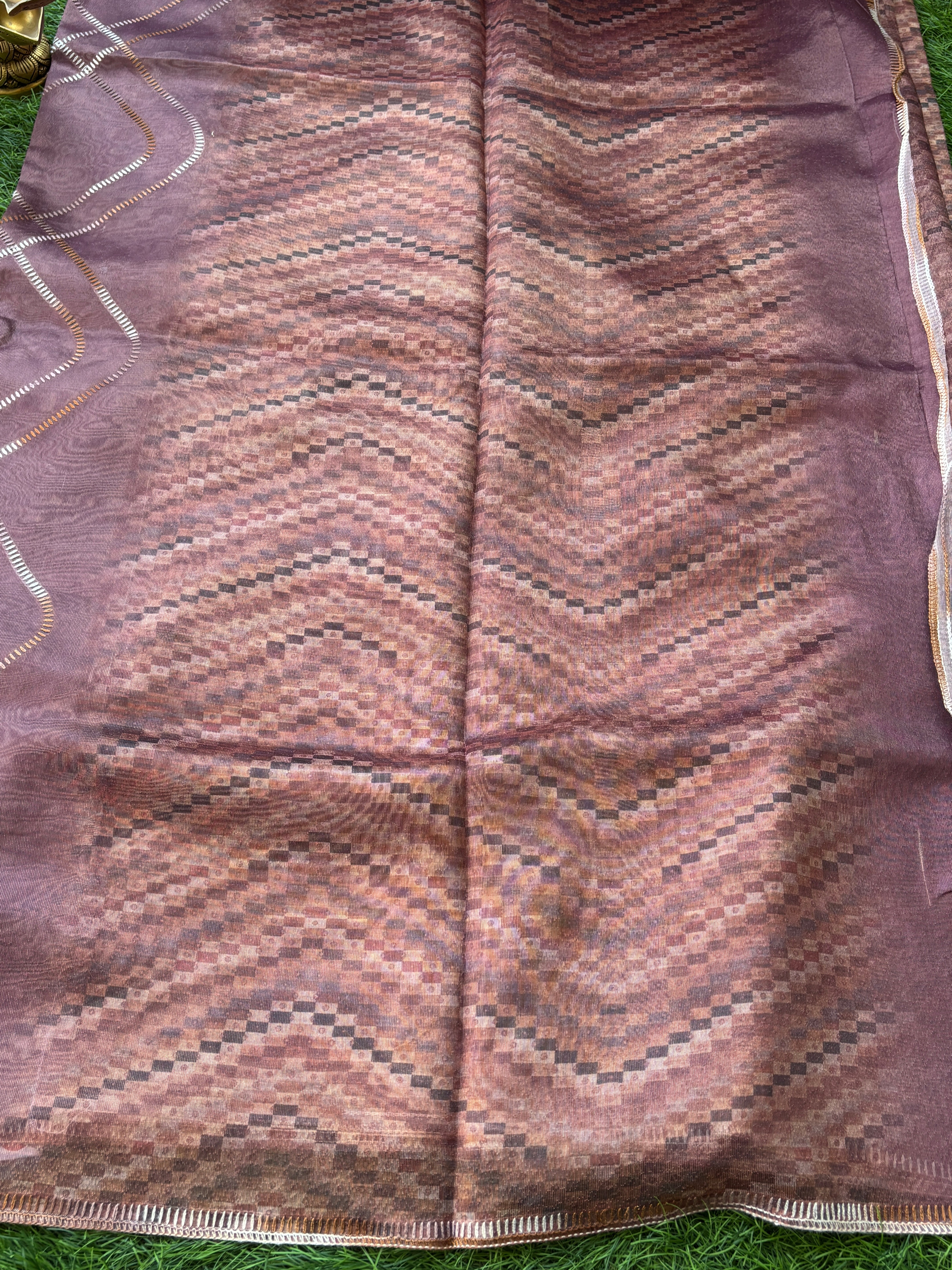 Purple Tissue Saree with All-Over Thread Embroidery