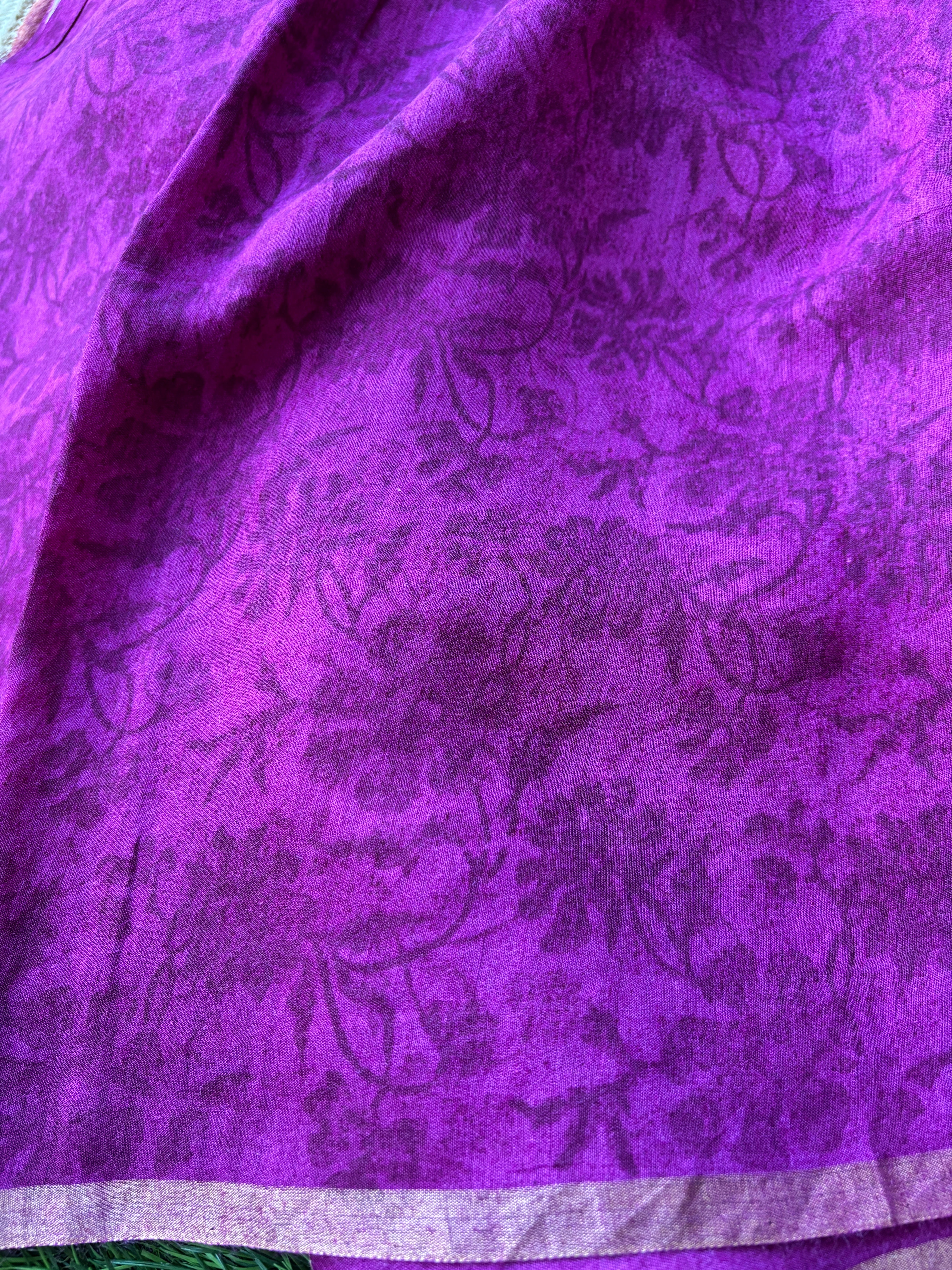 Purple Pure Tussar Silk Saree with Embroidered & Cutwork Butta Pallu | Chandrika Lifestyles