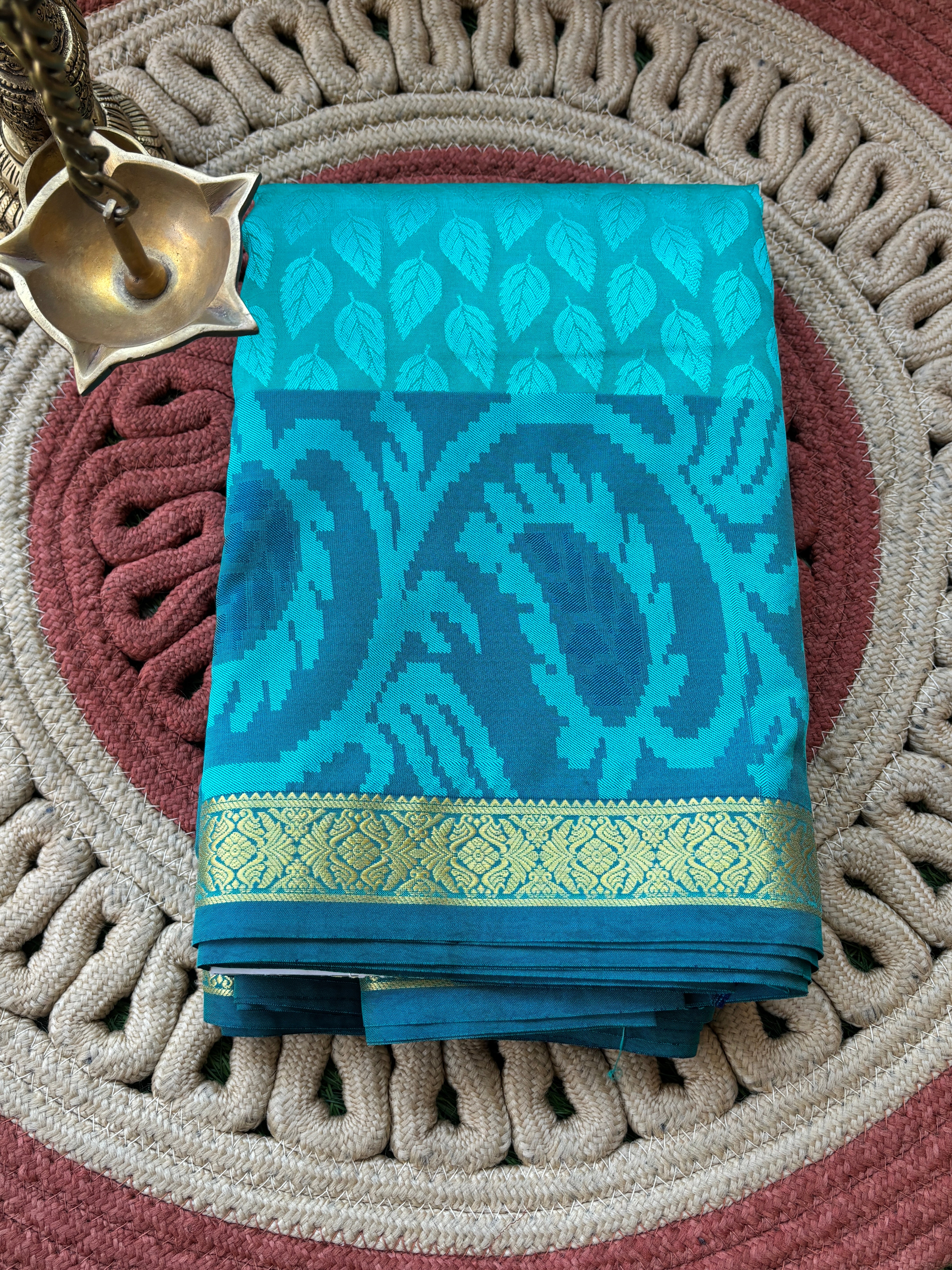 Sea Green Semi Silk Handwoven Kanjipuram Saree