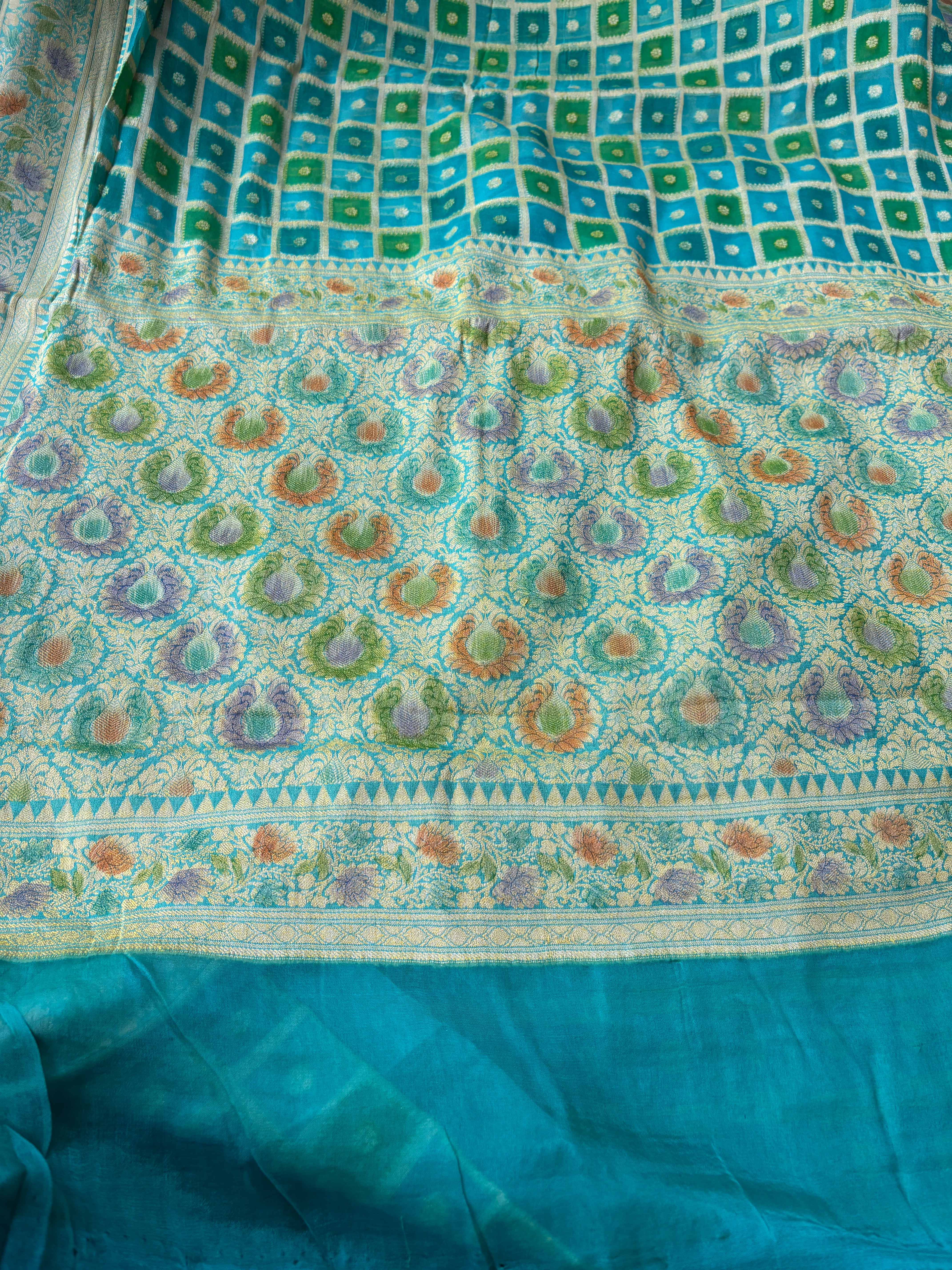Pure khaddi chiffon gharchola weaved banarasi saree