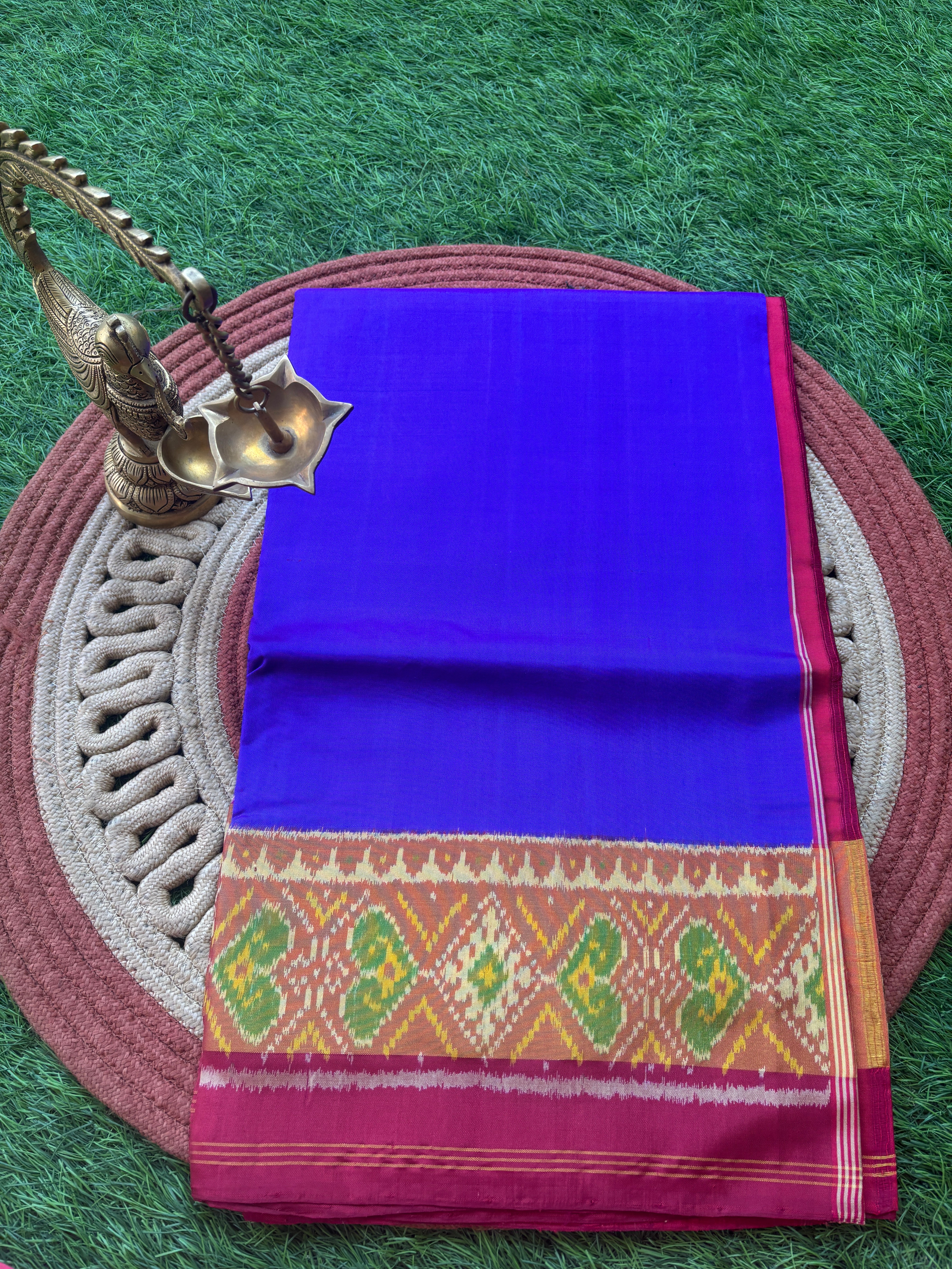 Pure Silk Patan Patola Dark Purple & Maroon Saree with Patola Weaved Border and Pallu