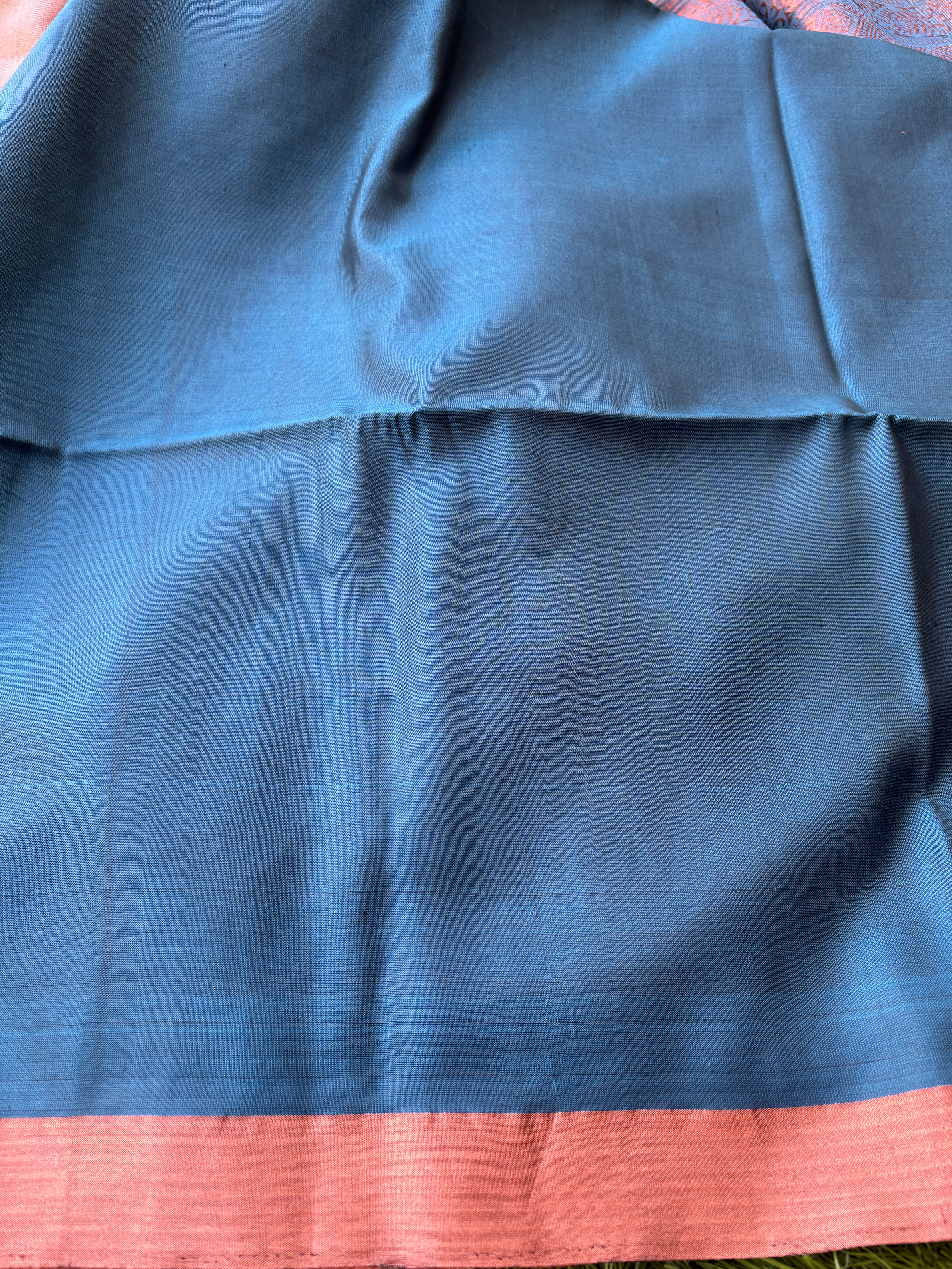 Matching Blouse Piece of Pastel Brown Kanchipuram Silk Saree with Small Zari Border