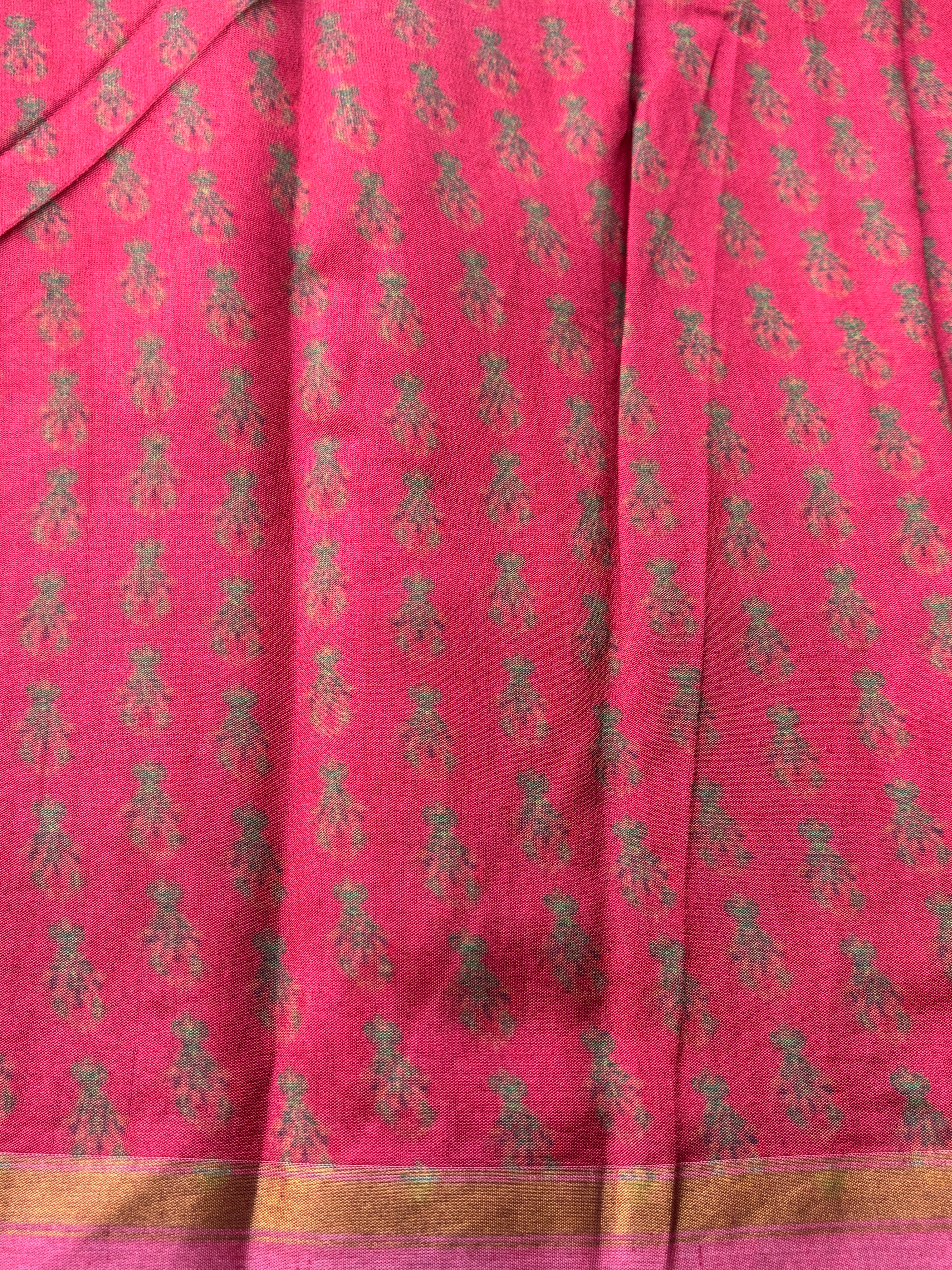 Red Munga Silk Saree with Allover Digital Print | Chandrika Lifestyles