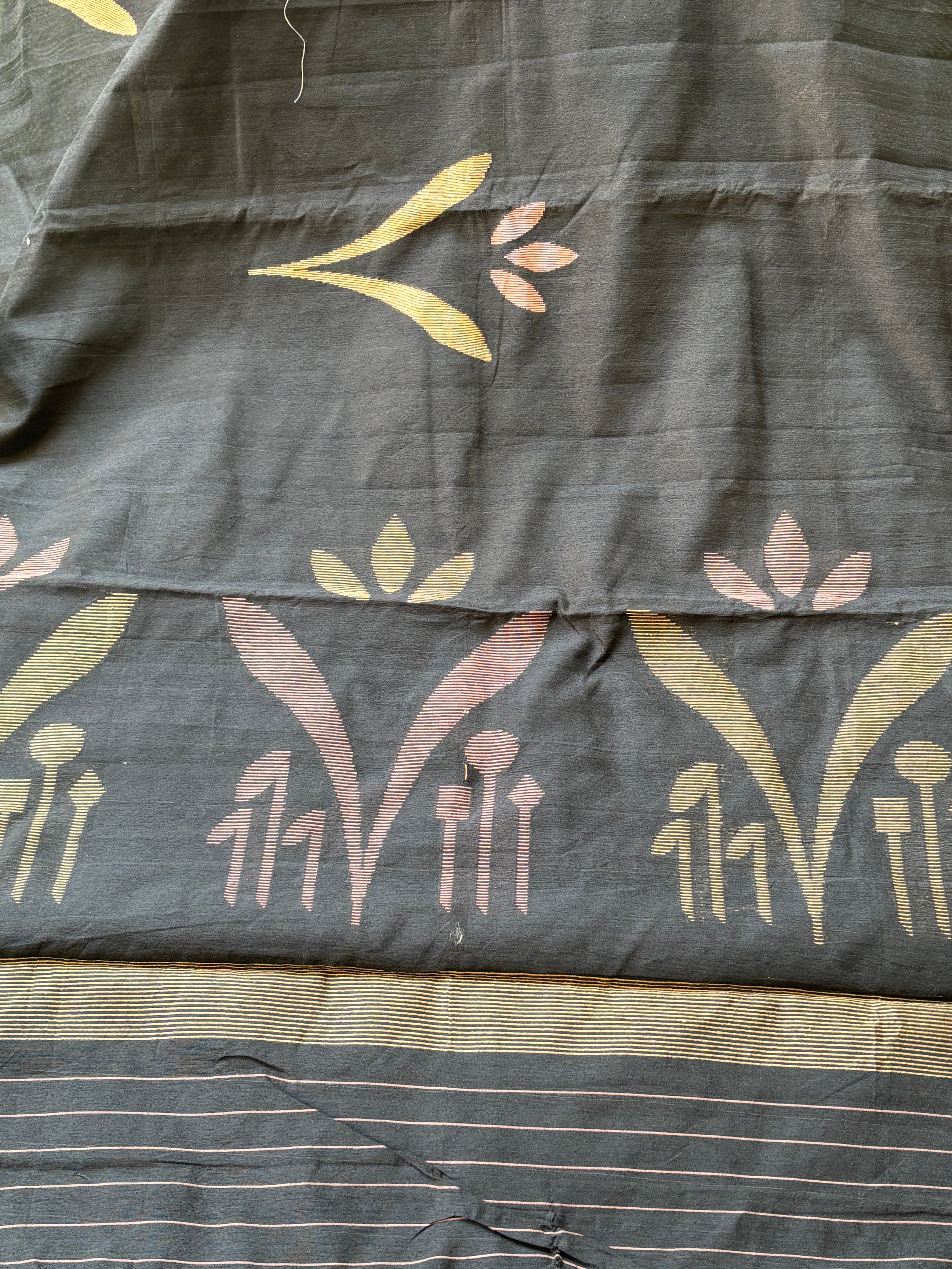 Black Banarasi Saree with All-Over Zari Buttas (No Border)