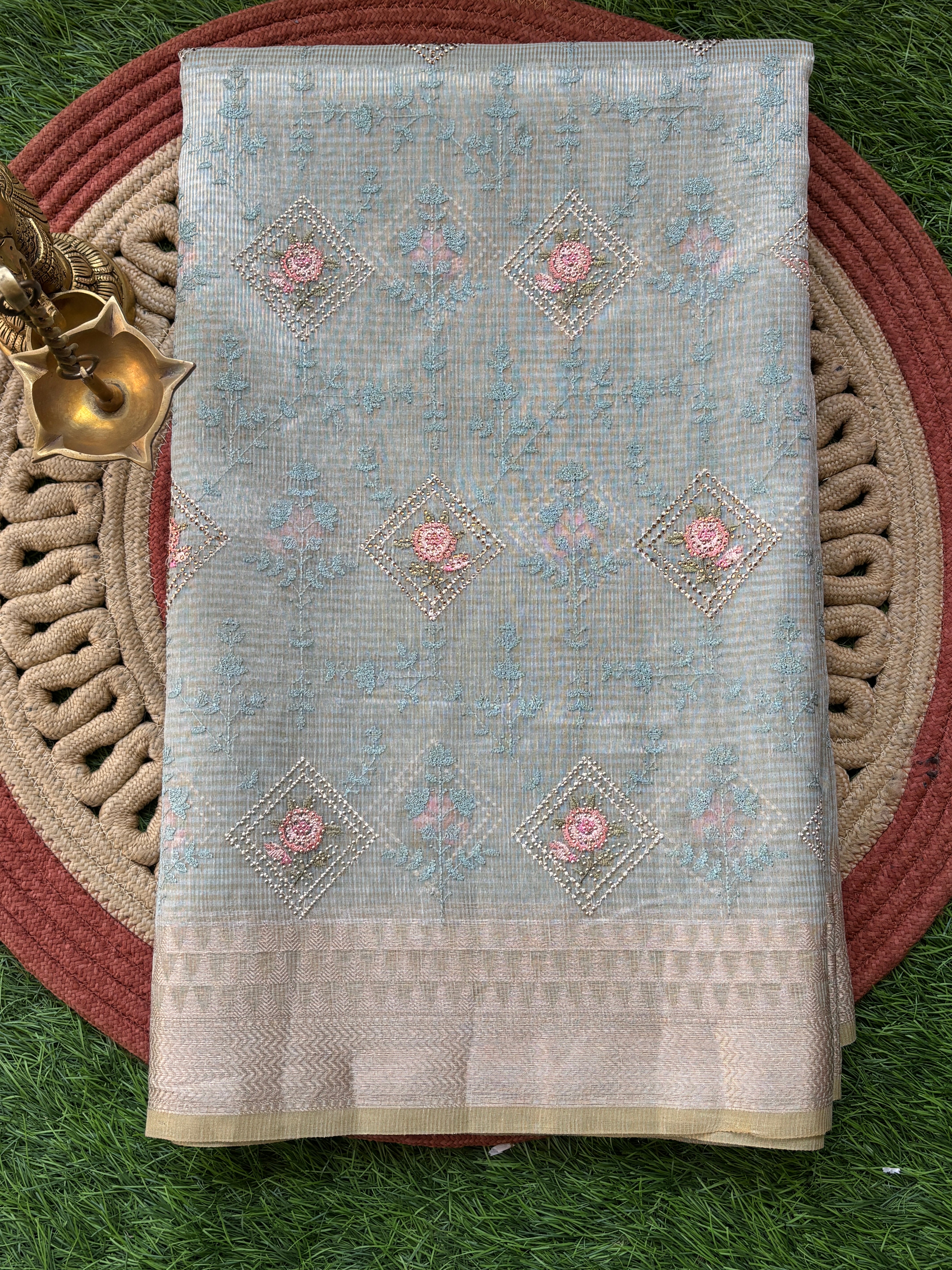 Pastel Blue Art Tissue Kota Saree – Lightweight Elegant Drape | Chandrika Lifestyles