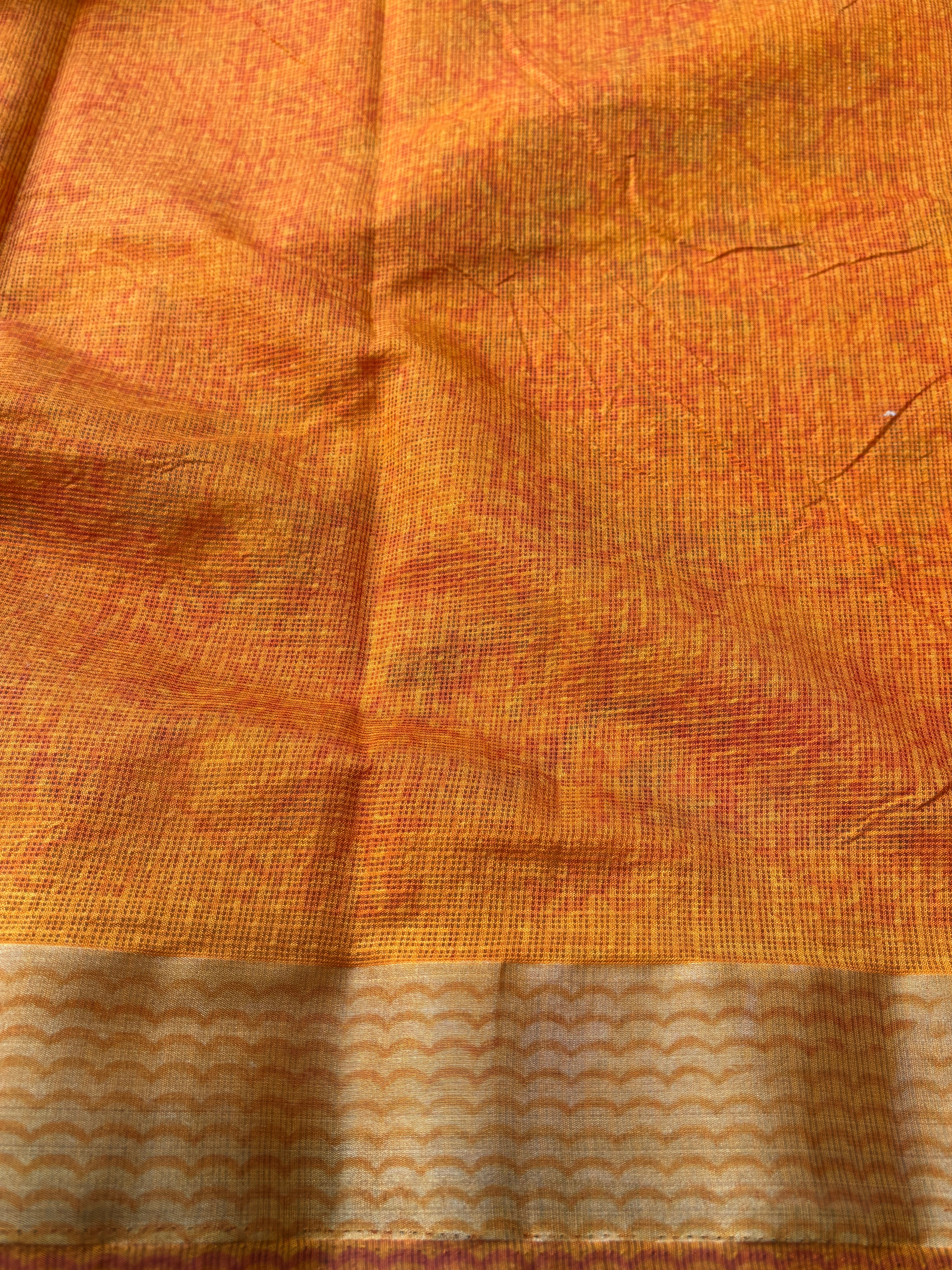 Red Floral Printed Kota Silk Saree with Yellow Border | Chandrika Lifestyles