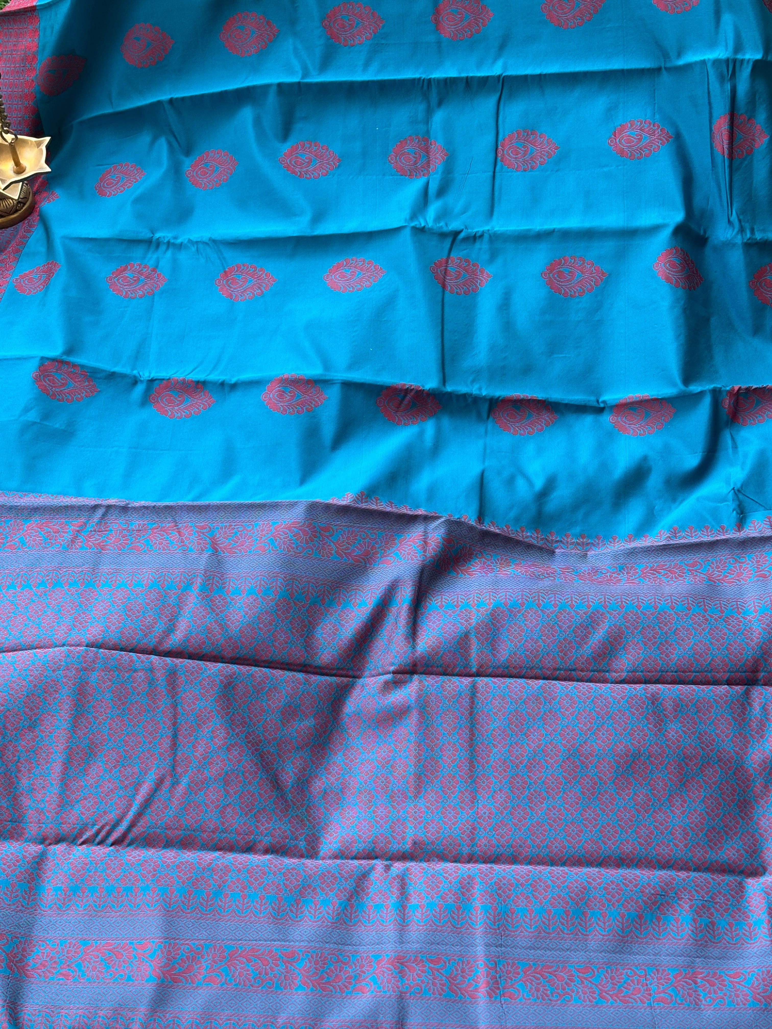 Blue Semi Silk Handwoven Kanjeevaram Saree