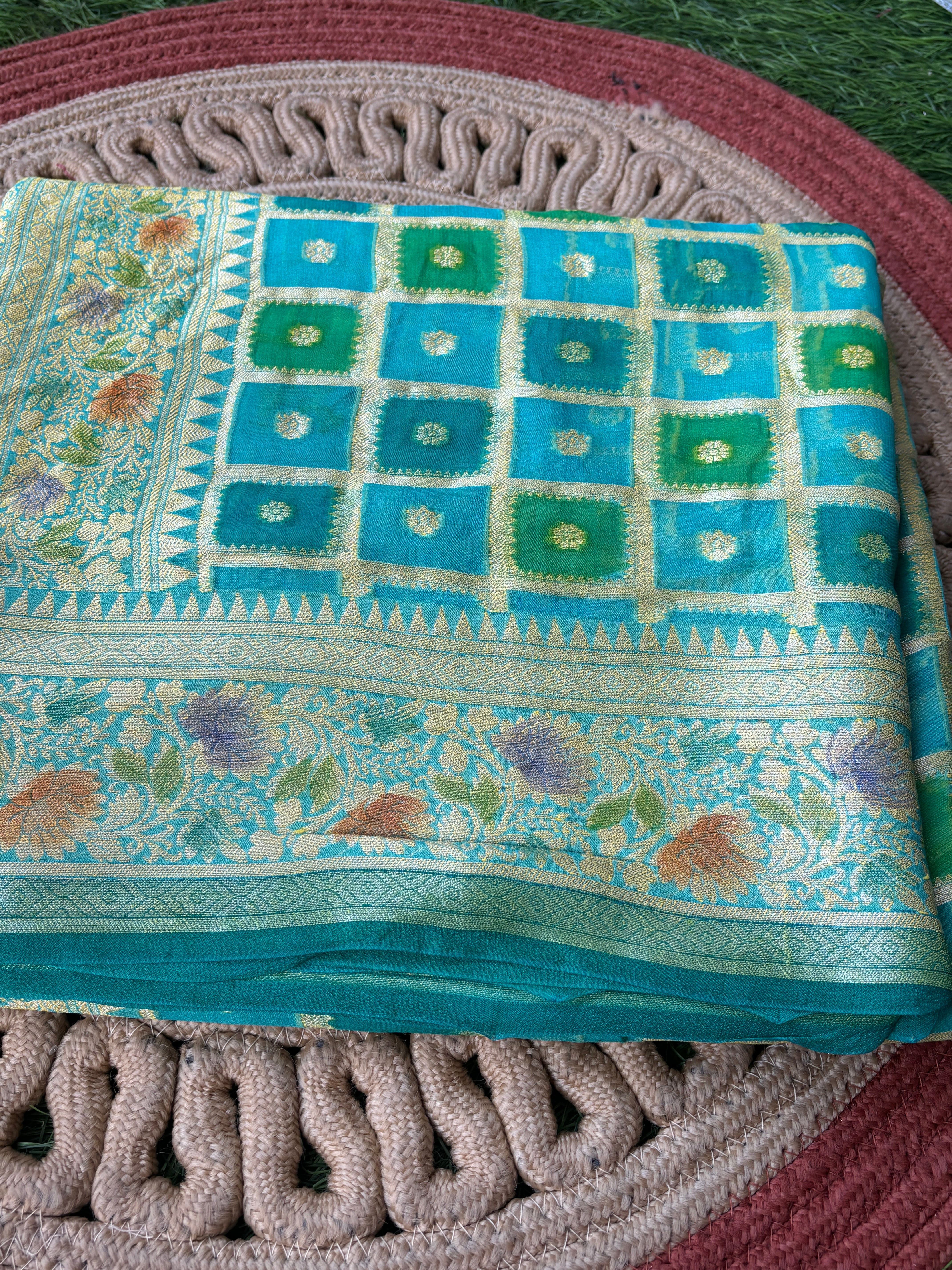 Pure khaddi chiffon gharchola weaved banarasi saree