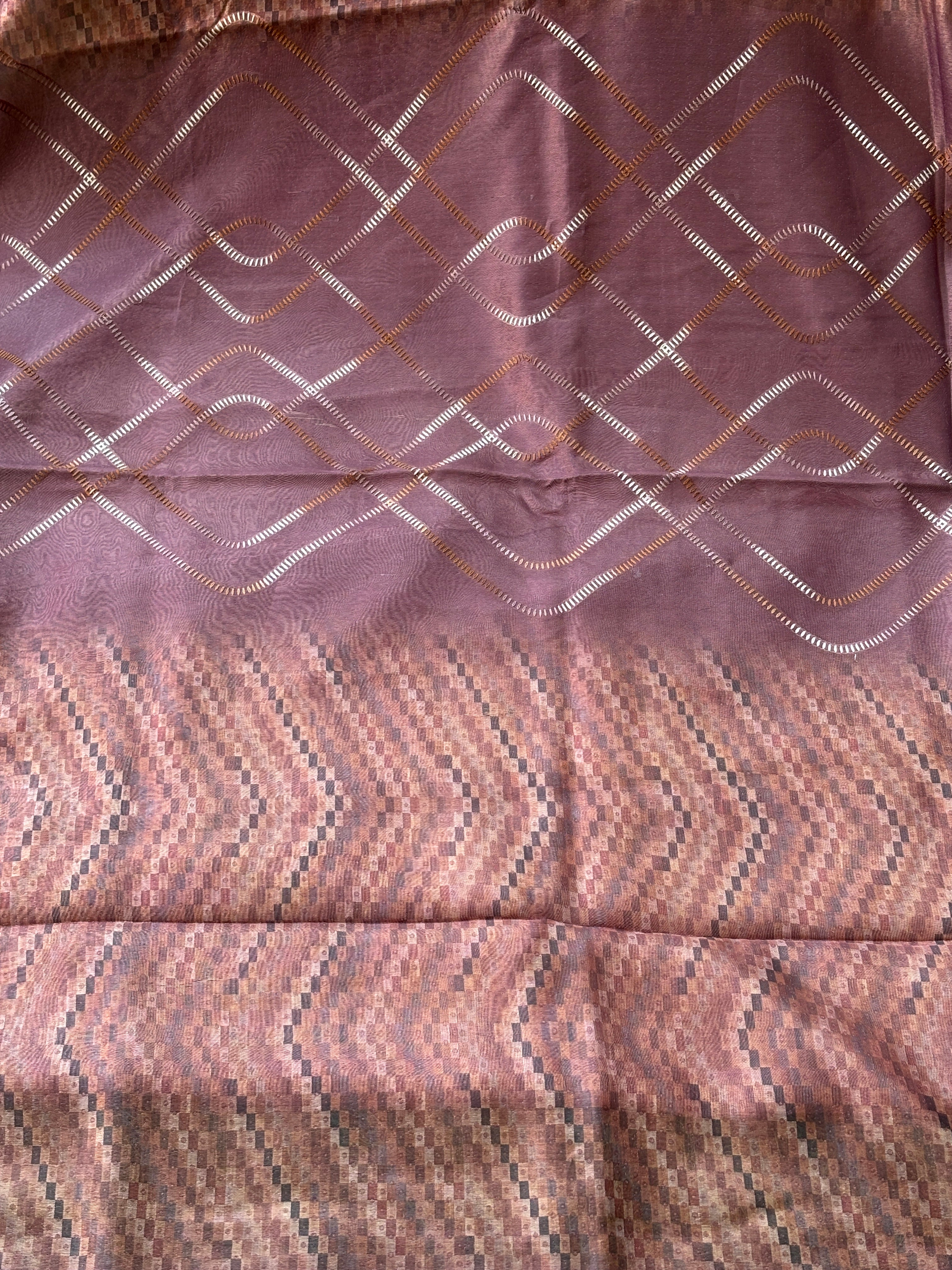 Purple Tissue Saree with All-Over Thread Embroidery