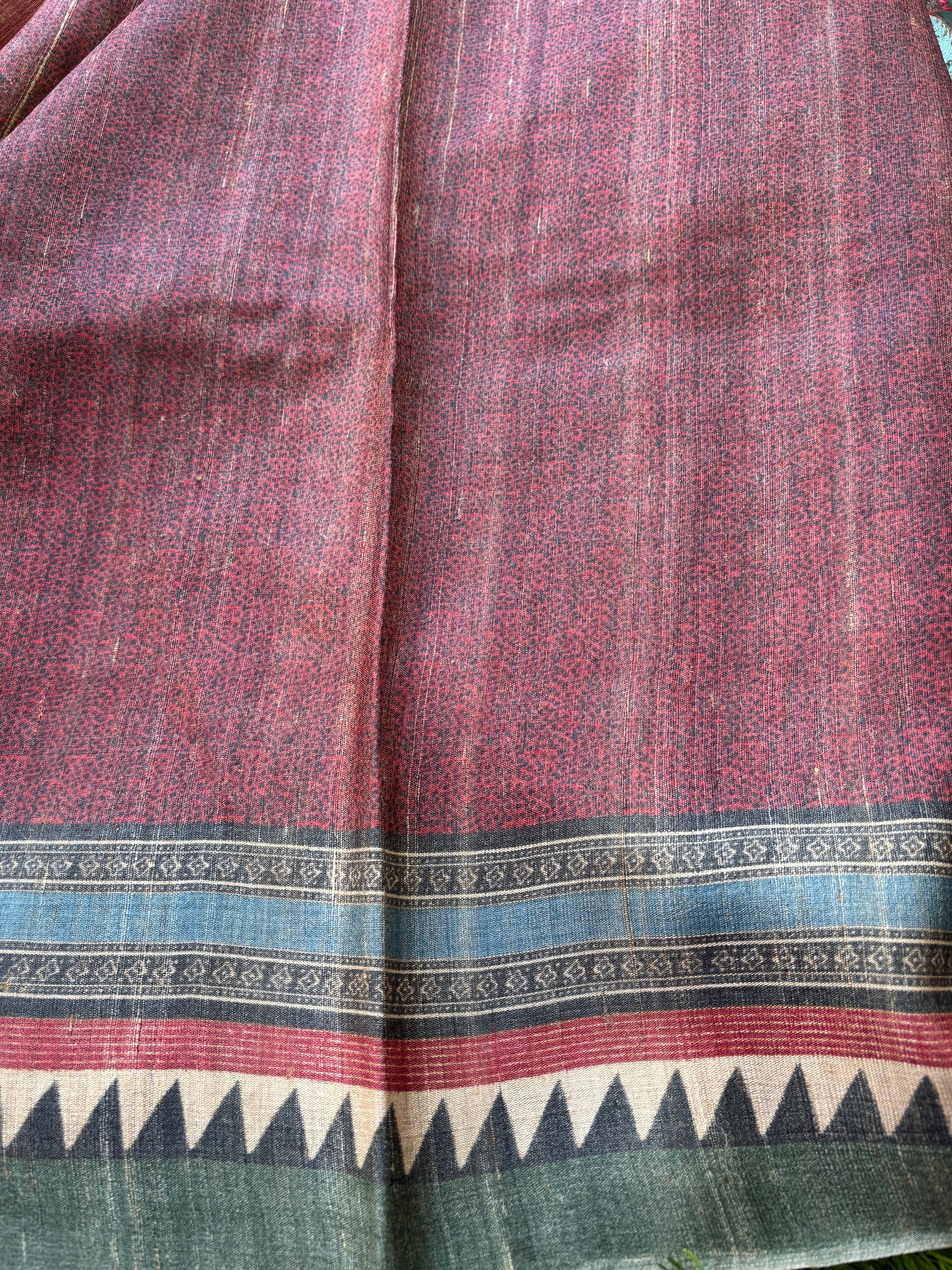 Matching Blouse Piece of Dark Leaf Green Digital Print Half and Half Saree
