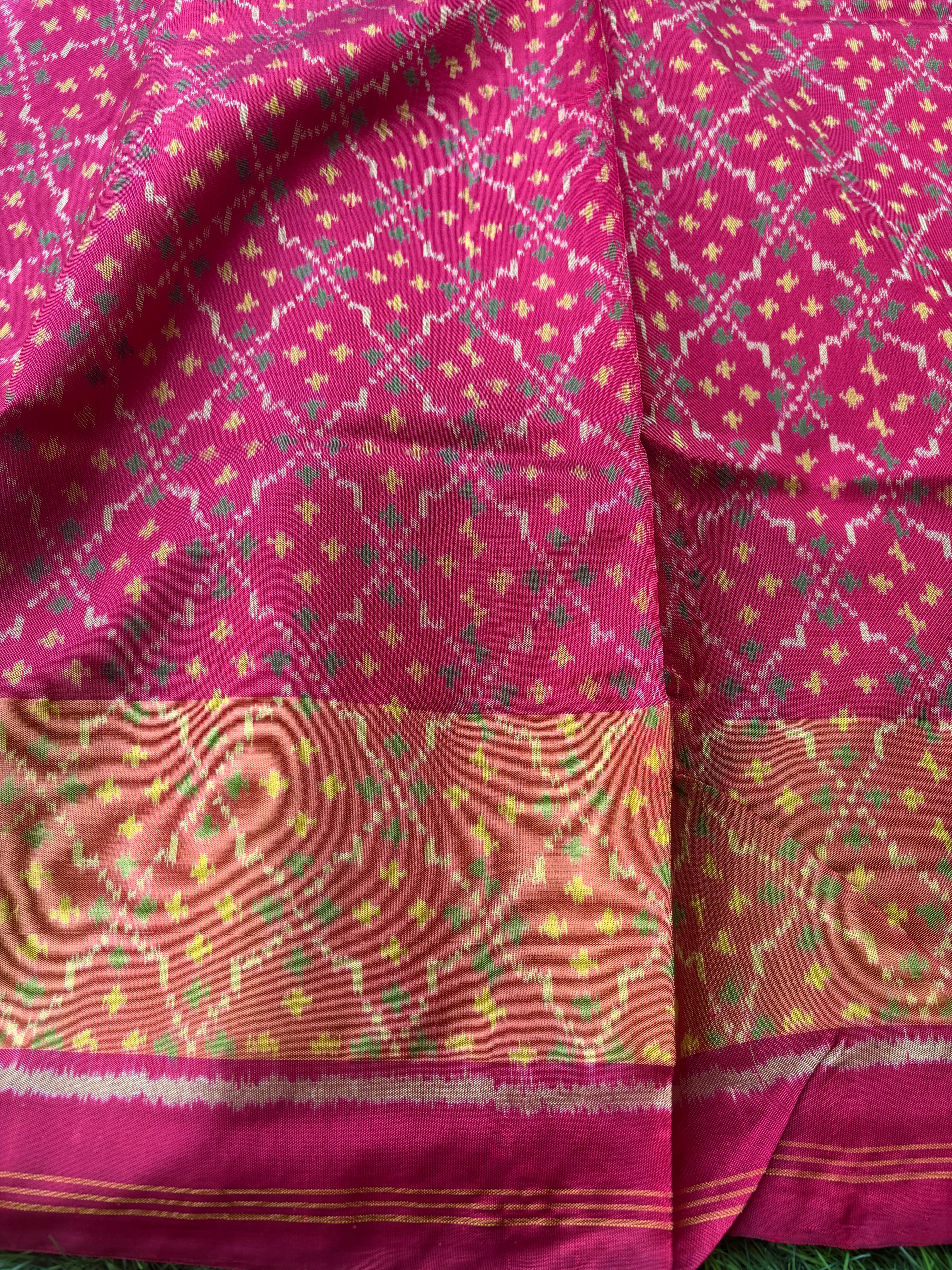Pure Silk Patan Patola Dark Purple & Maroon Saree with Patola Weaved Border and Pallu