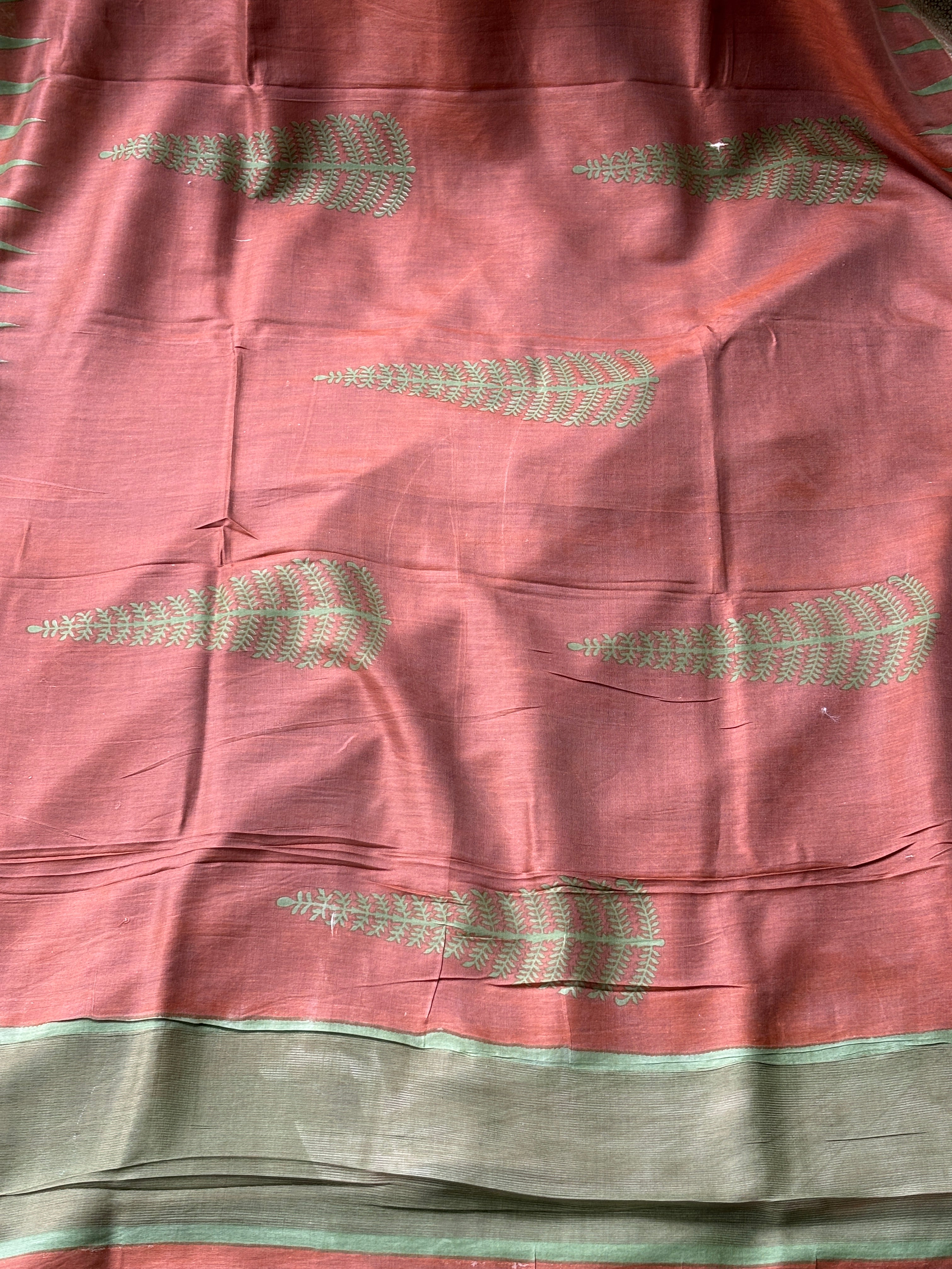 Brick Chanderi Cotton Saree with Digital Print | Chandrika Lifestyles