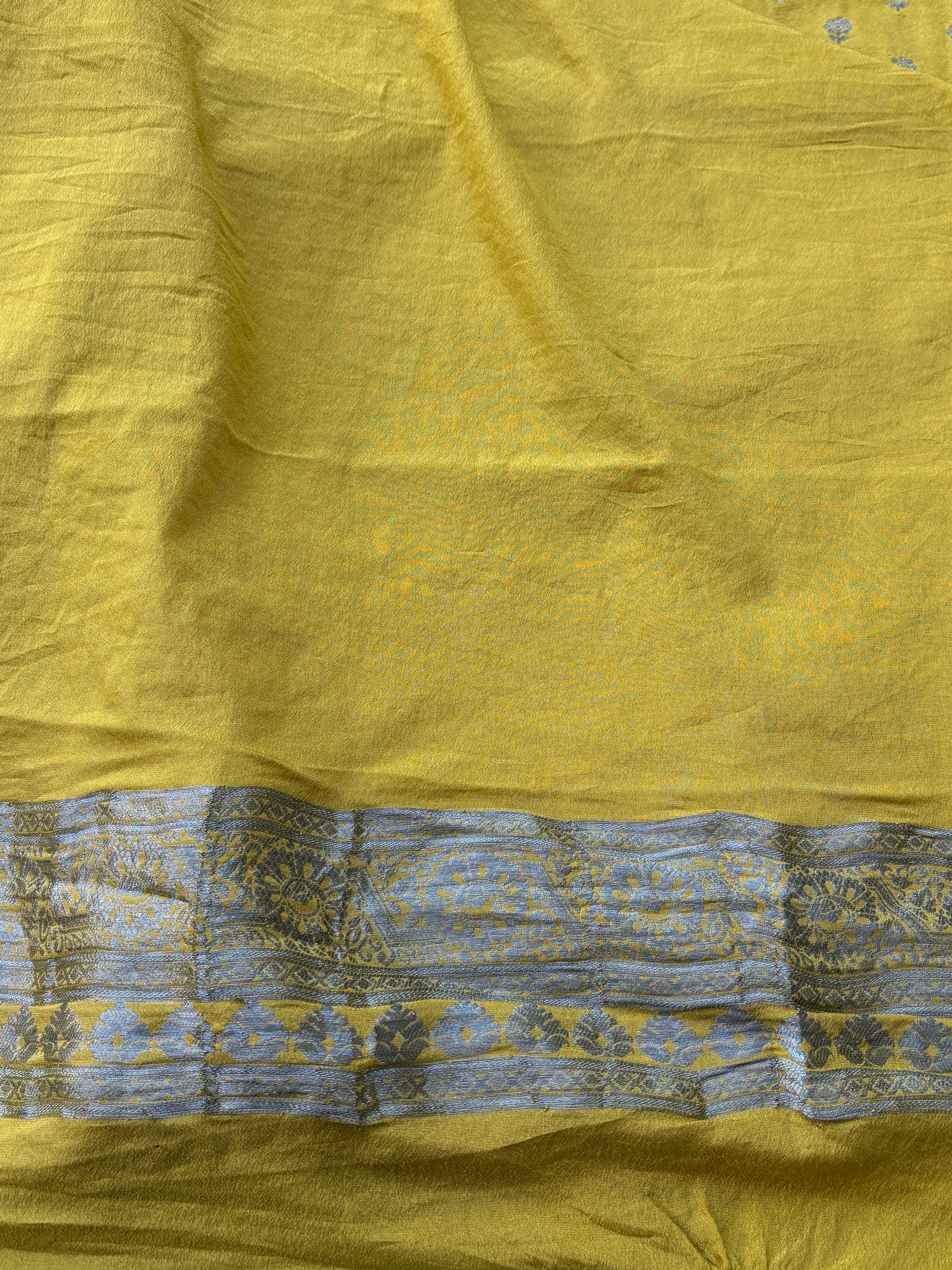 Lemon Yellow Art Silk Saree with Silver Zari Butta & Zari Pallu | Chandrika Lifestyles