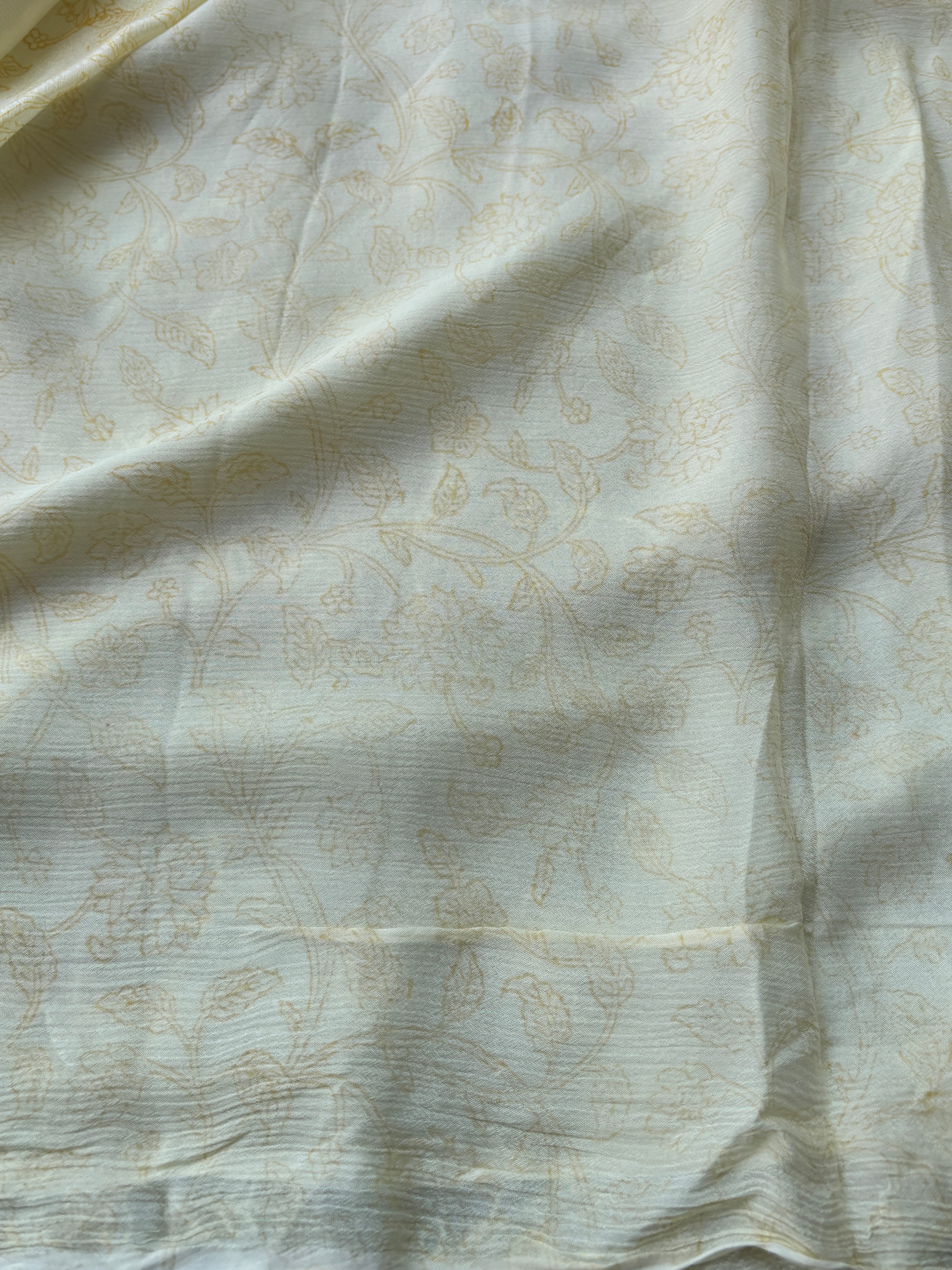 Lemon Yellow Chilia Silk Saree with Allover Silver Butta | Chandrika Lifestyles