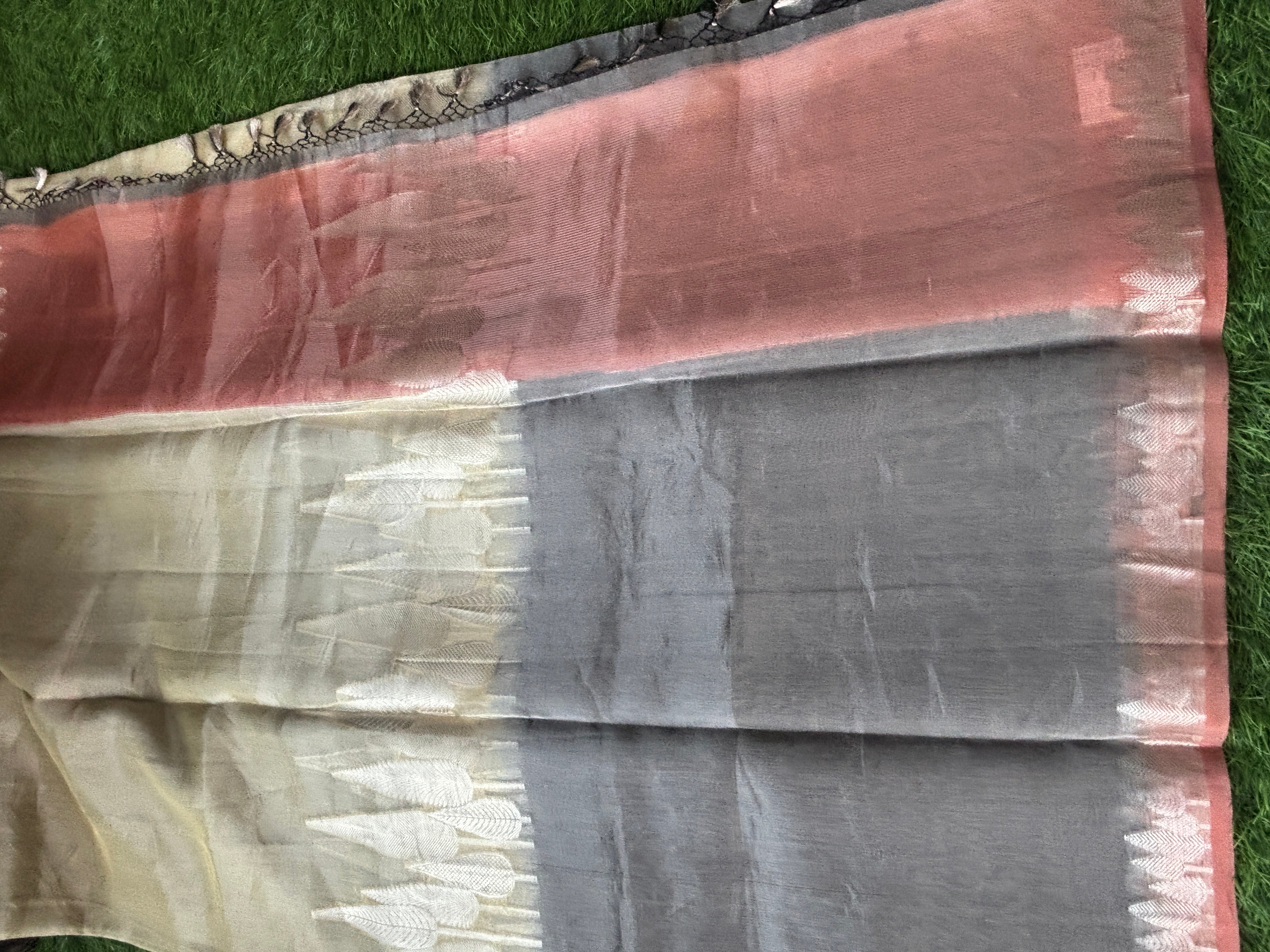 Beige & Dark Brown Pure Tissue Kora Saree – Fancy Elegant Drape | Chandrika Lifestyles