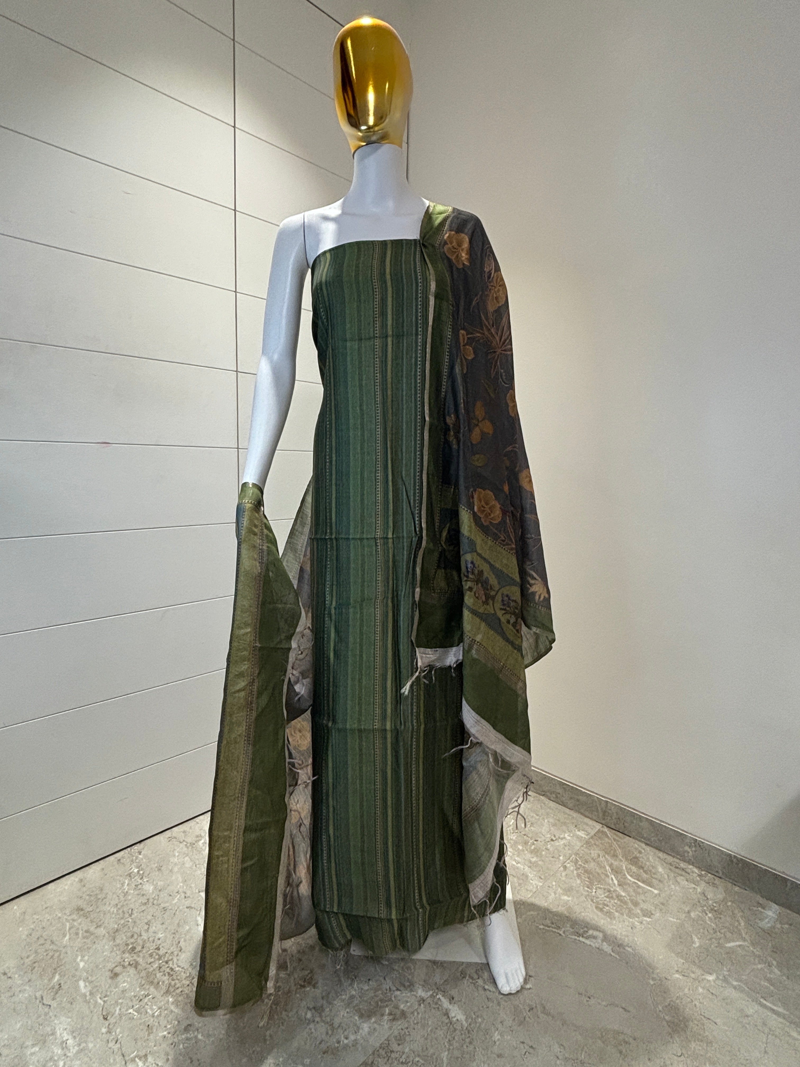 Pure Tussar Silk Printed Suit Material – Elegant Ethnic Luxury