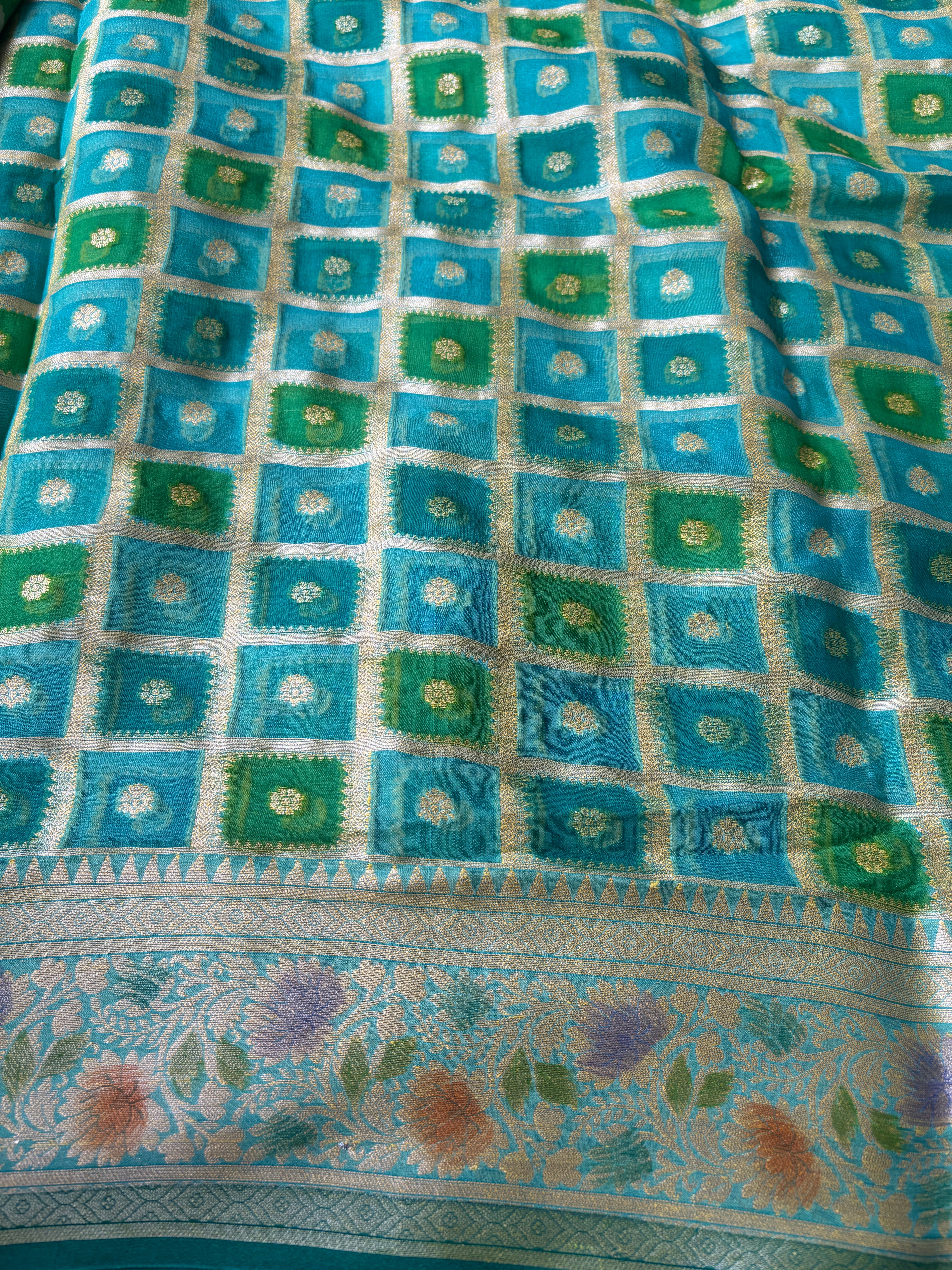 Pure khaddi chiffon gharchola weaved banarasi saree