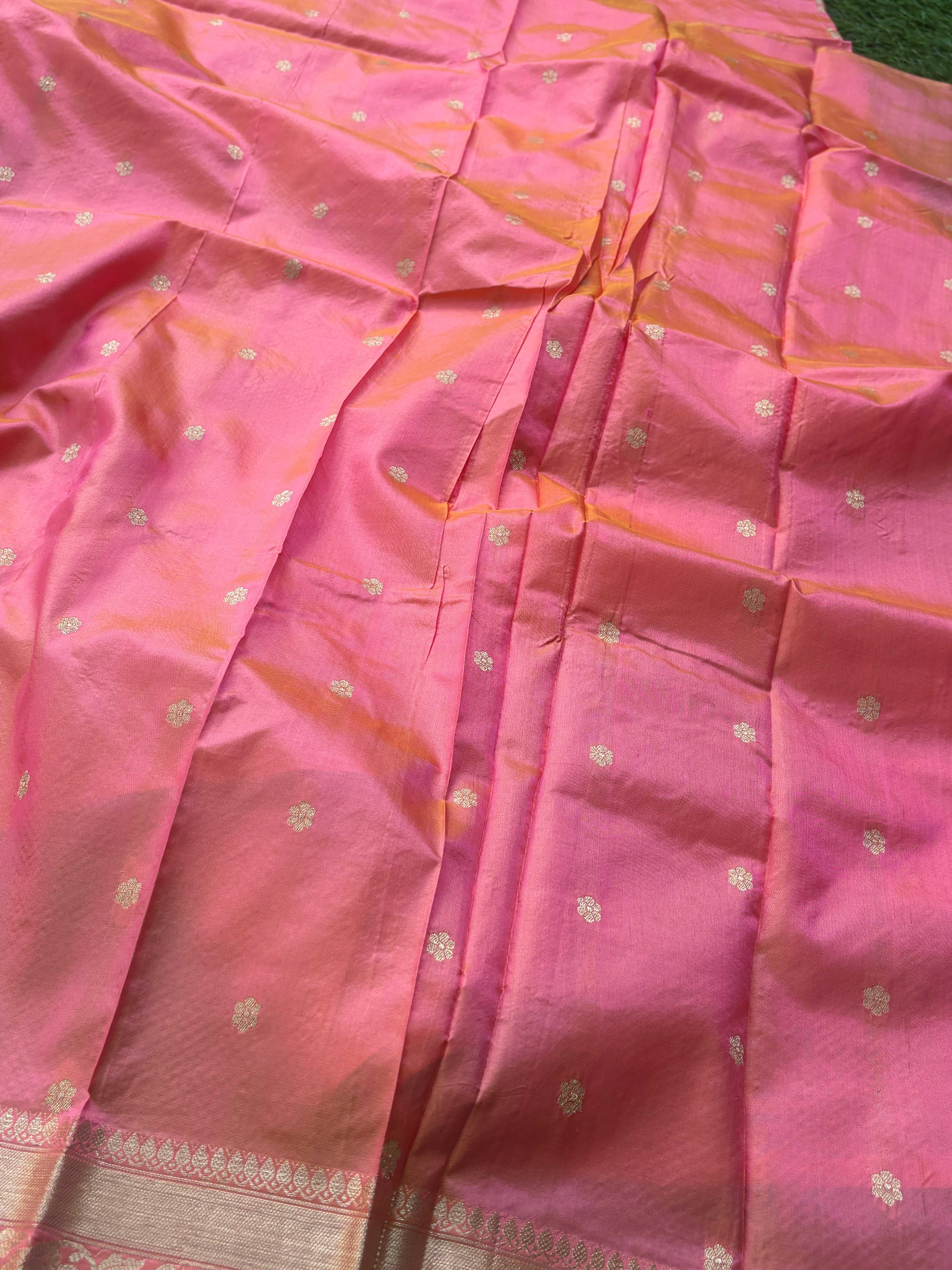 Peach Pink Banarasi Silk Saree | Chandrika Lifestyles