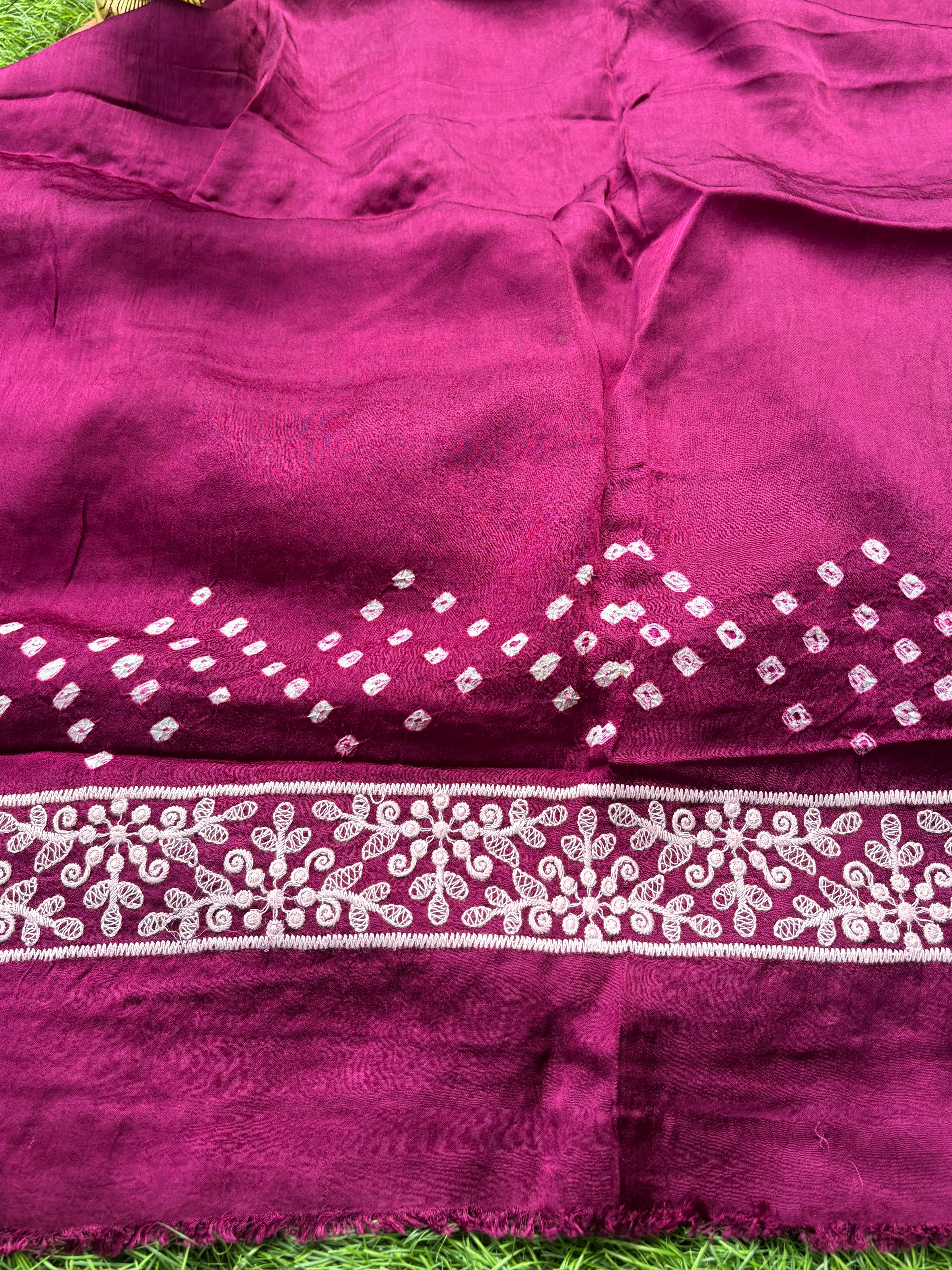 Purple Modal Silk Bandhej Saree | Festive Wear Saree | Chandrika Lifestyles