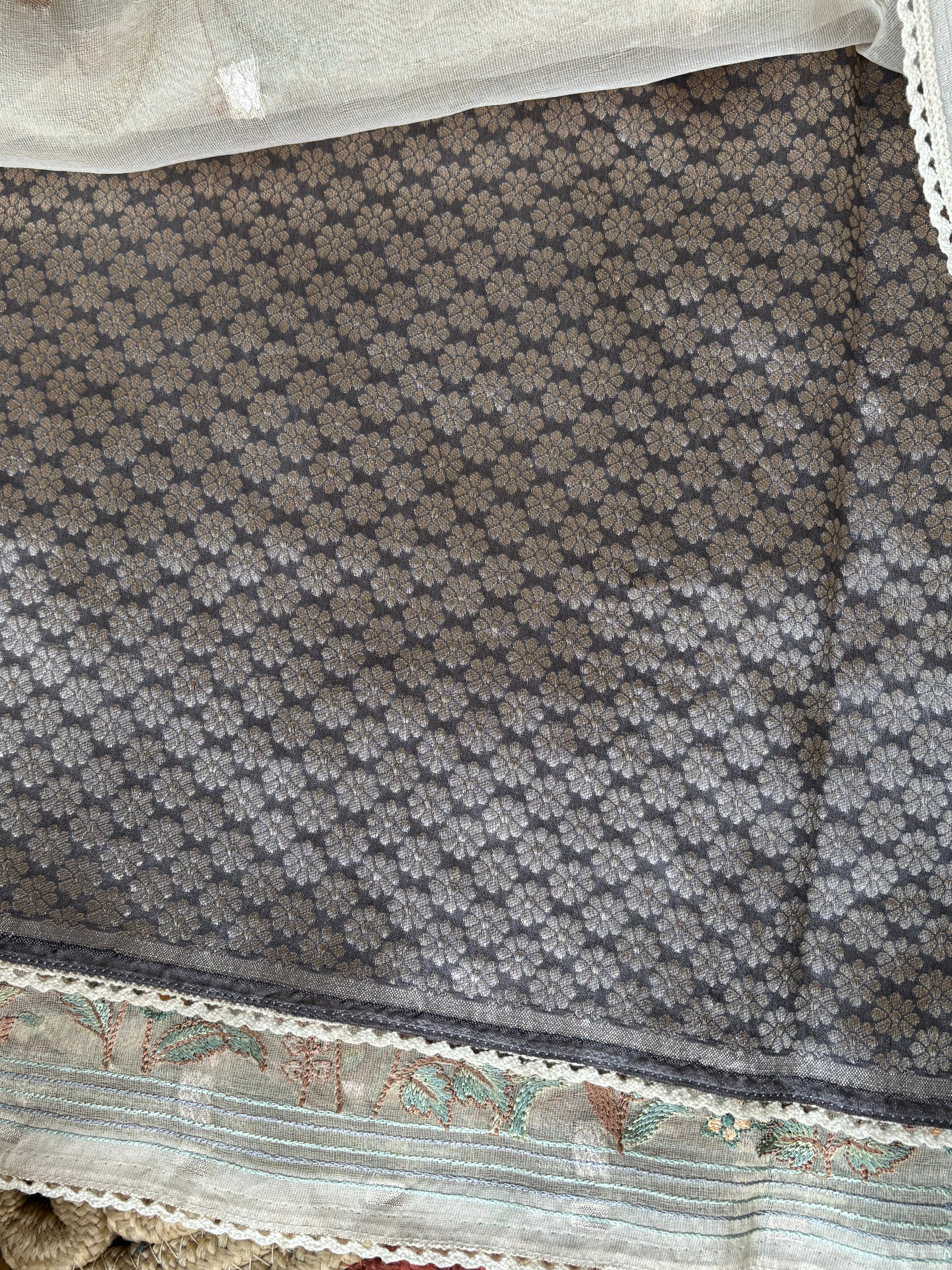 Off White Tissue Kora Saree with Figure Embroidery & Thread Butta Work | Chandrika Lifestyles