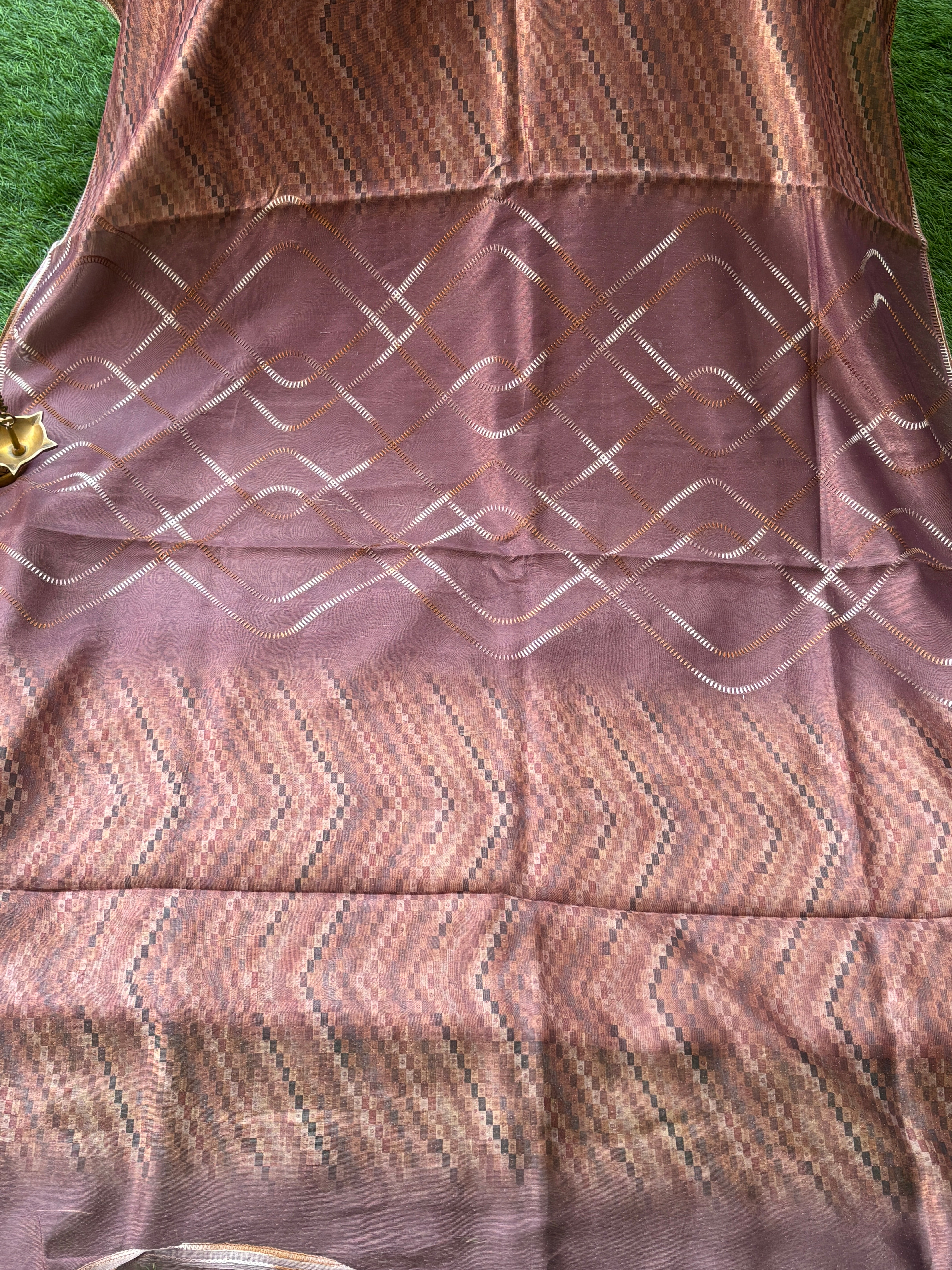 Purple Tissue Saree with All-Over Thread Embroidery